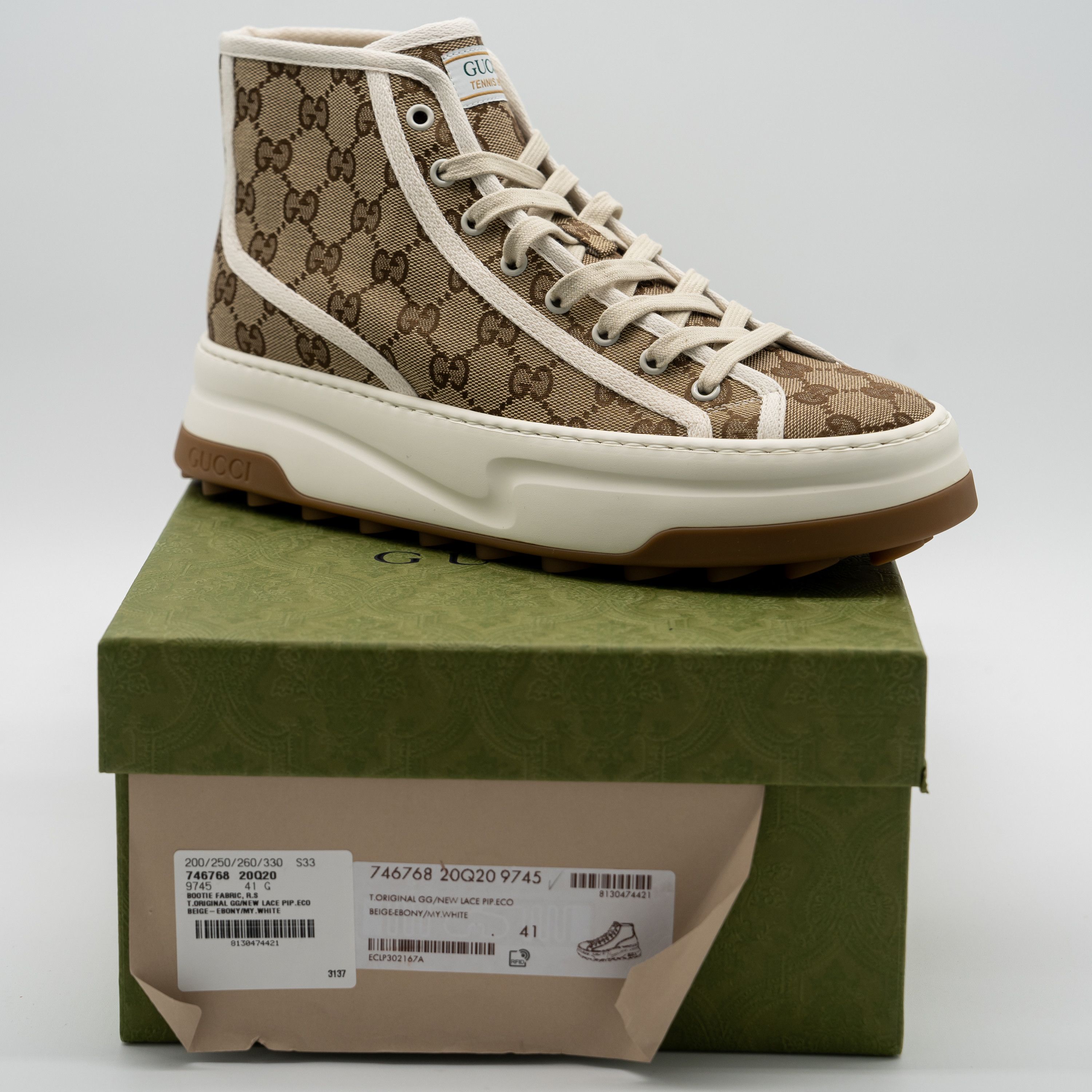 Gucci 41G Gucci Tennis Platform GG Canvas Beige Brown Sneakers Size US 11 / IT 41 - 10 Thumbnail