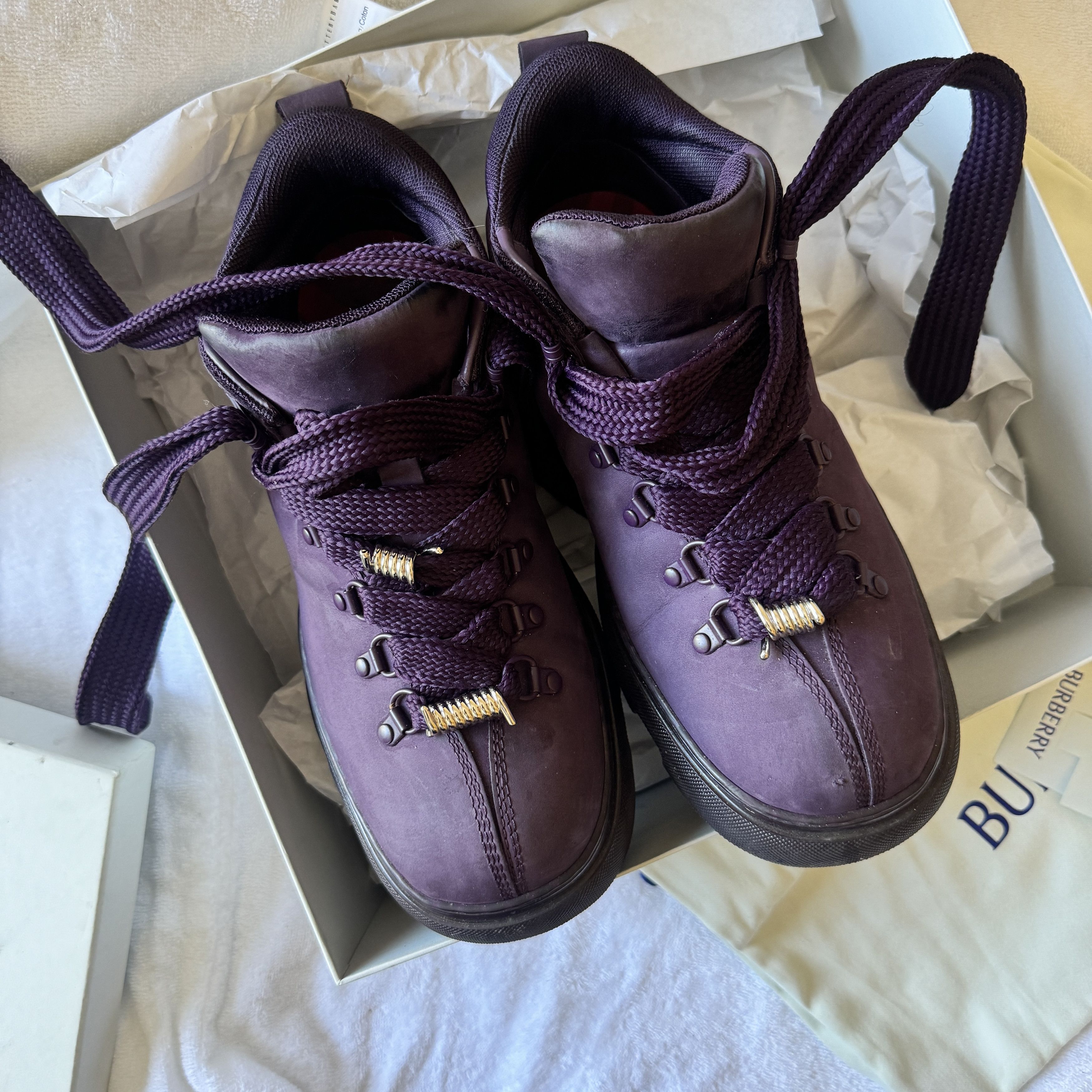 Burberry Burberry Nubuck Trek hiking Boots Purple Size US 8.5 / EU 41-42 - 4 Thumbnail