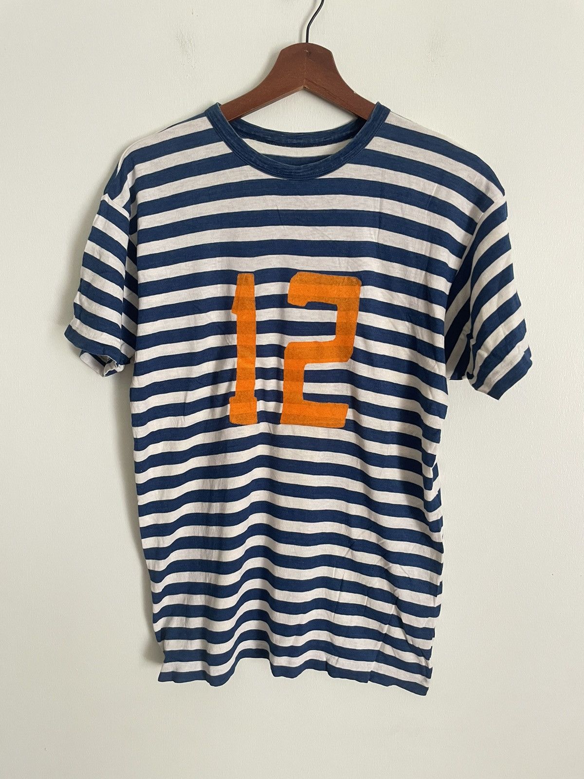 image of 45Rpm Tshirt in Blue White, Men's (Size Medium)