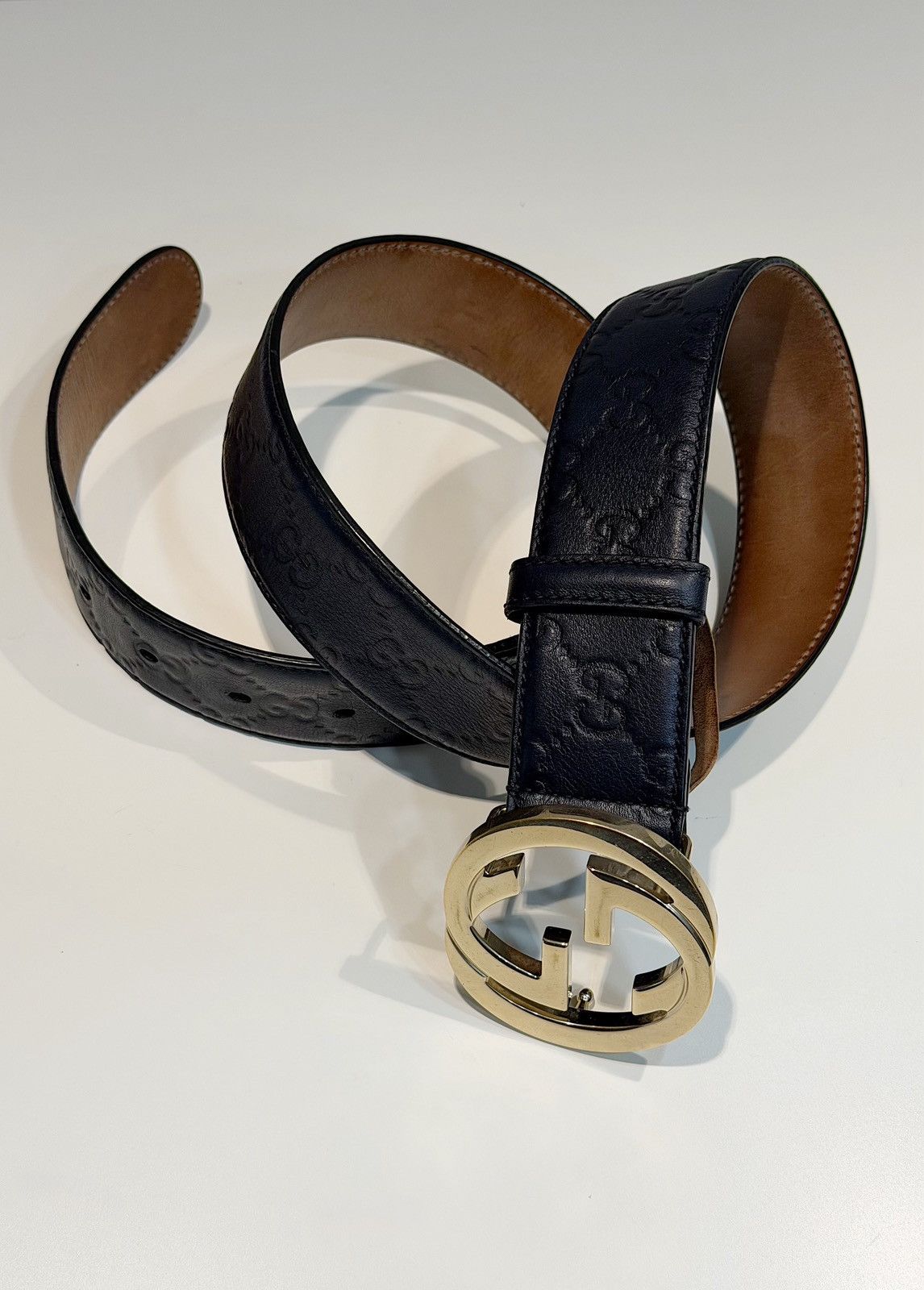 GUCCI GG Buckle Monogram Leather Belt nettspend Demna ford