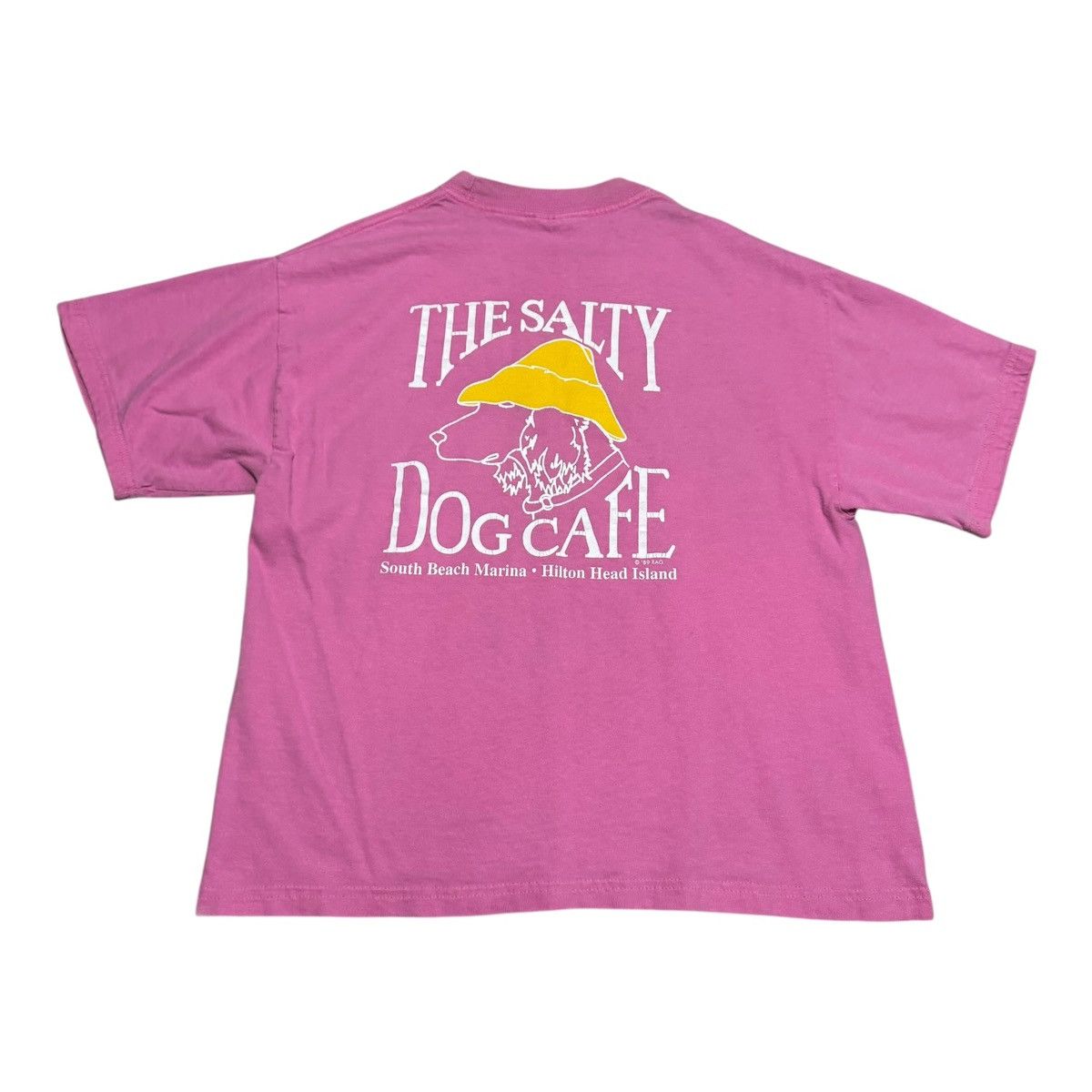 Hanes 2000S The Salty Dog Cafe Logo Shirt Women's Medium Flaws in Pink