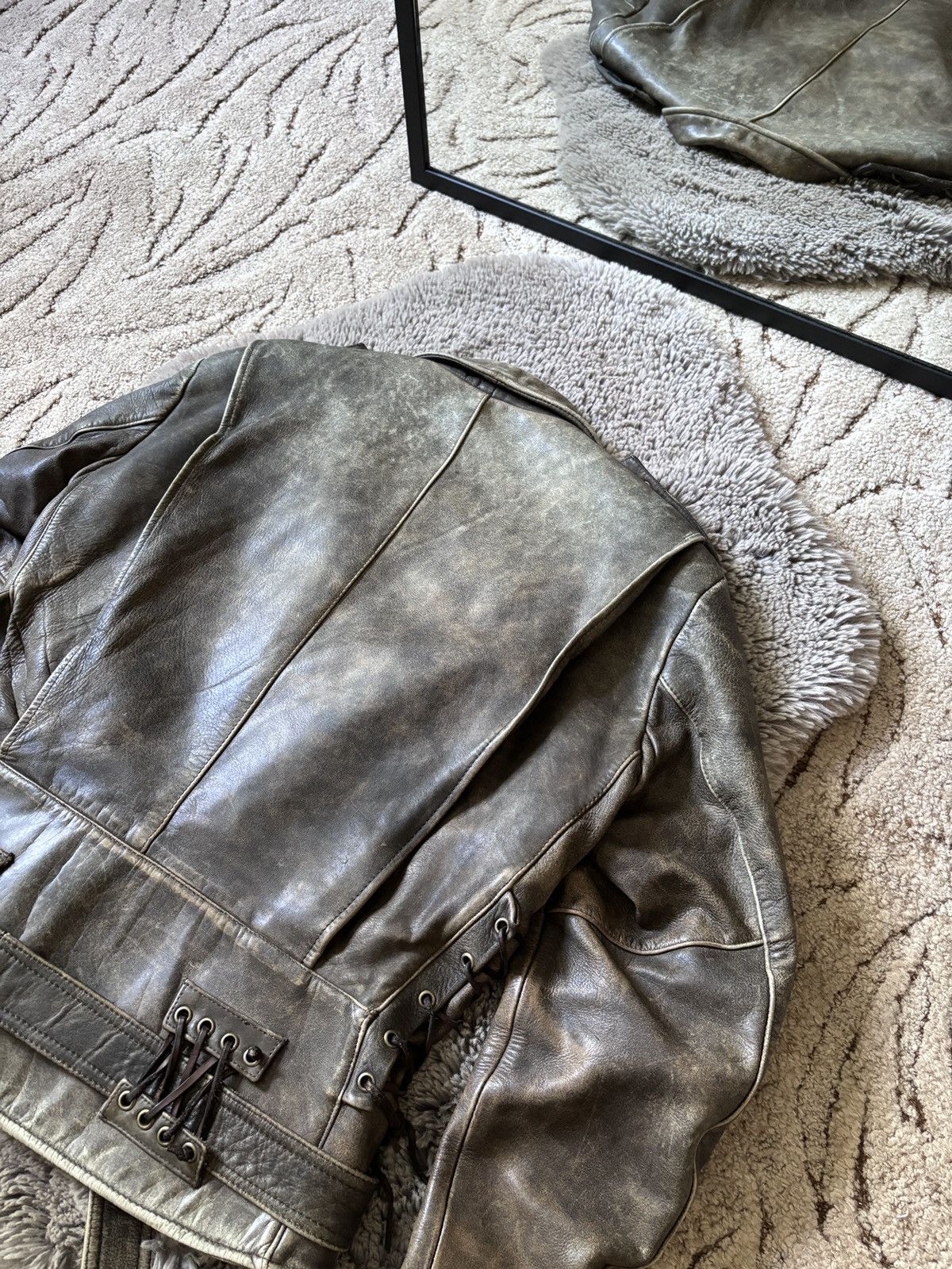 Genuine Leather × Vintage IXS Vintage 90s RARE WASHED DISTRESSED LEATHER JACKET Size US M / EU 48-50 / 2 - 9 Thumbnail