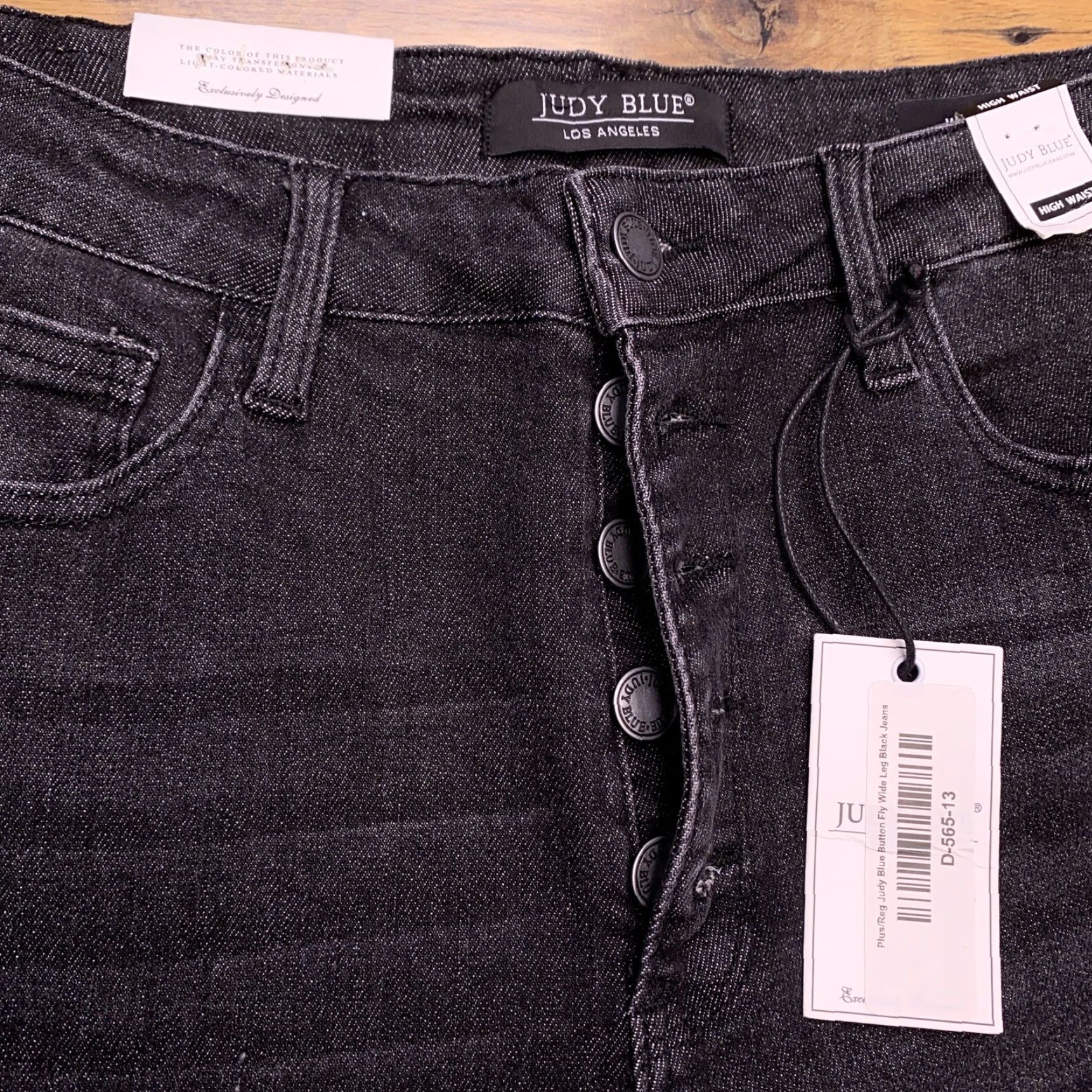 Vintage Judy Blue Jeans 31 Black Wide-Leg Stretch Button Fly 5-Pocket City Womens Vote: Union? Size 24" / US 00 / IT 34 - 5 Thumbnail