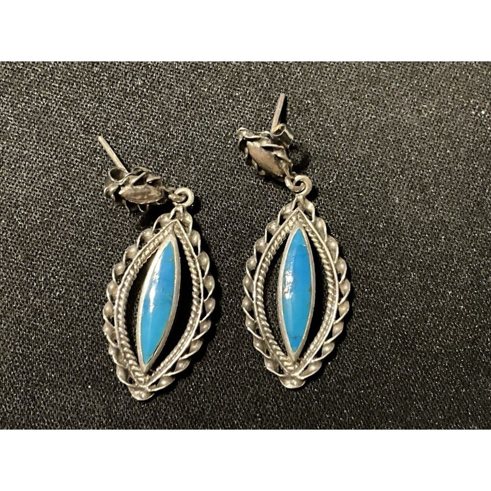 Other 925 Sterling Silver Turquoise Post Earrings Size ONE SIZE - 2 Thumbnail