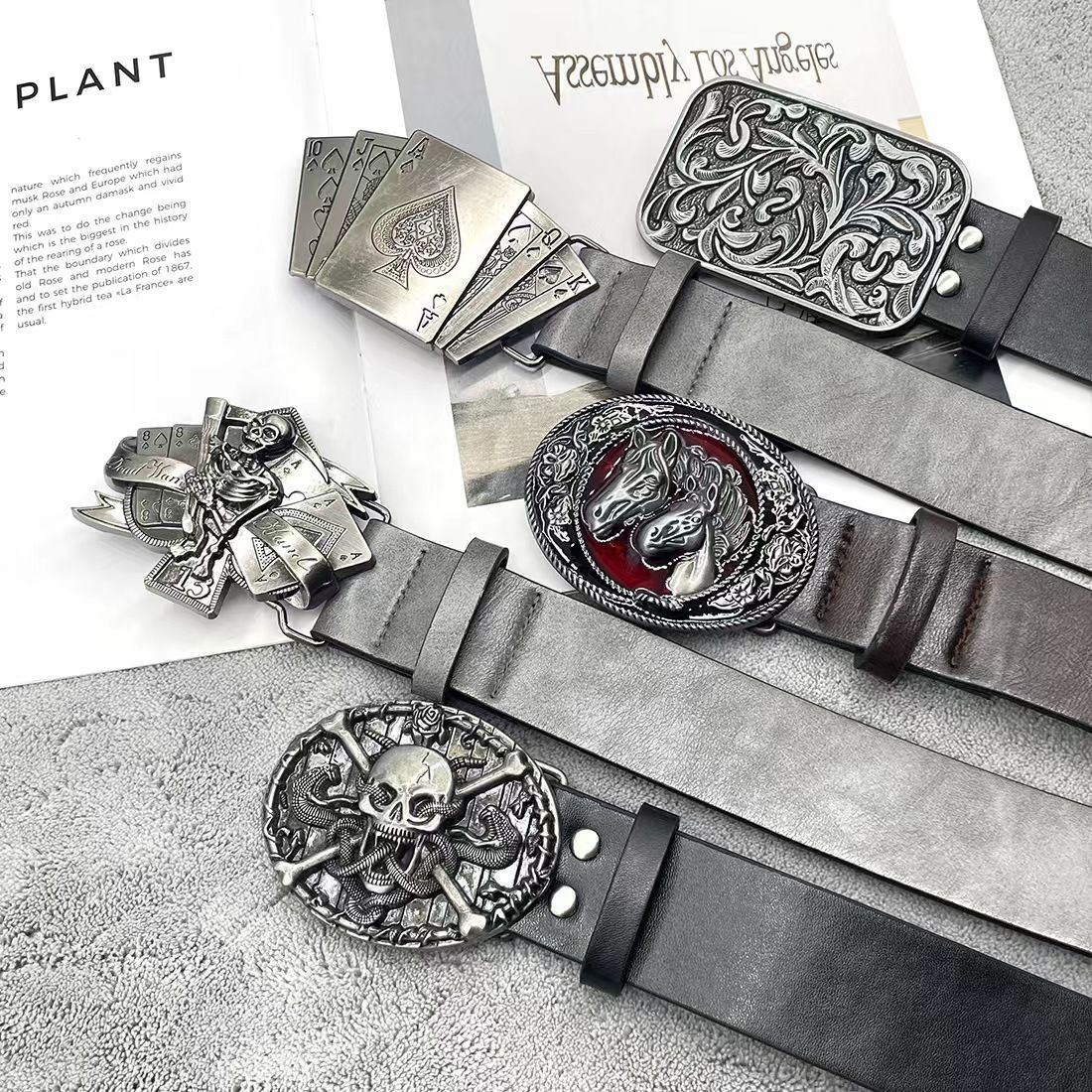 Designer Poker Future Vintage Belt Riveted Belts Menswear Accessories Size ONE SIZE - 2 Thumbnail