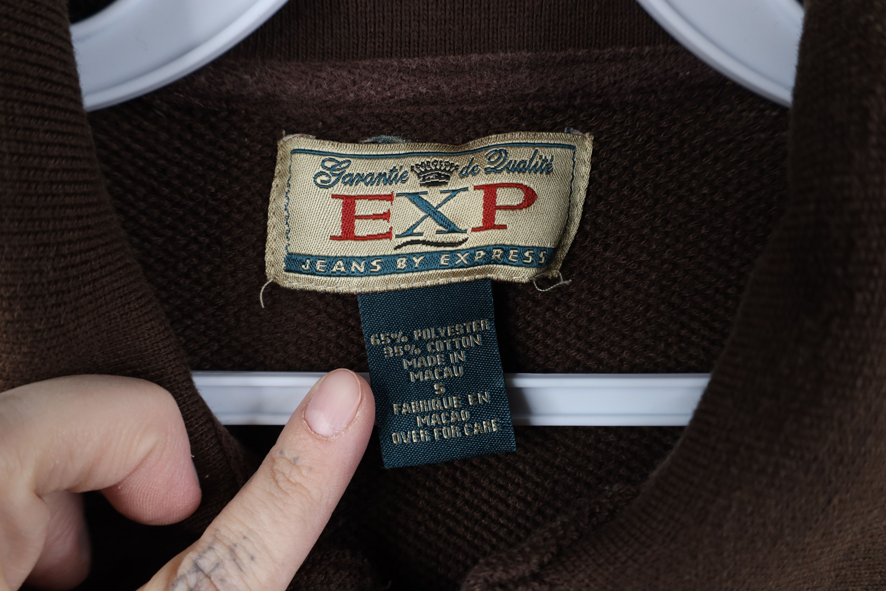 Express Vintage 90s Express Blank Baggy Fit Thermal Knit Polo Brown Size S / US 4 / IT 40 - 8 Thumbnail