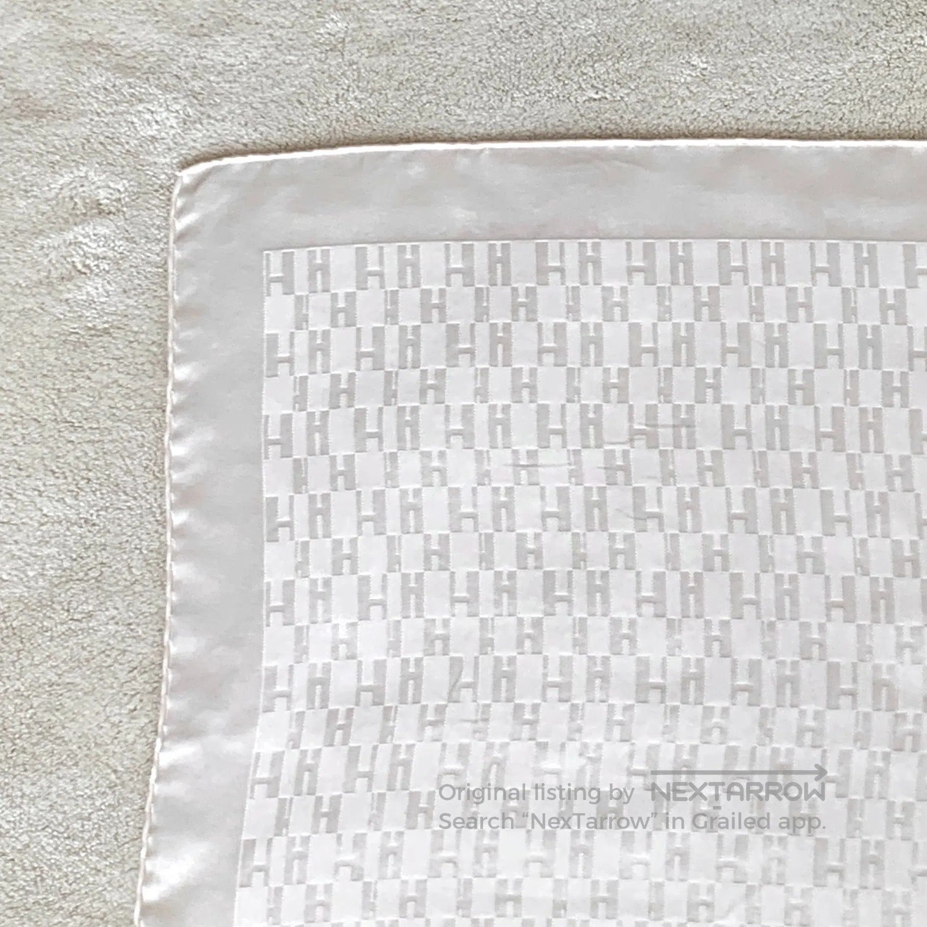 Hermes Hermes White H Letter Full Print Silk Scarf| Size ONE SIZE - 4 Thumbnail