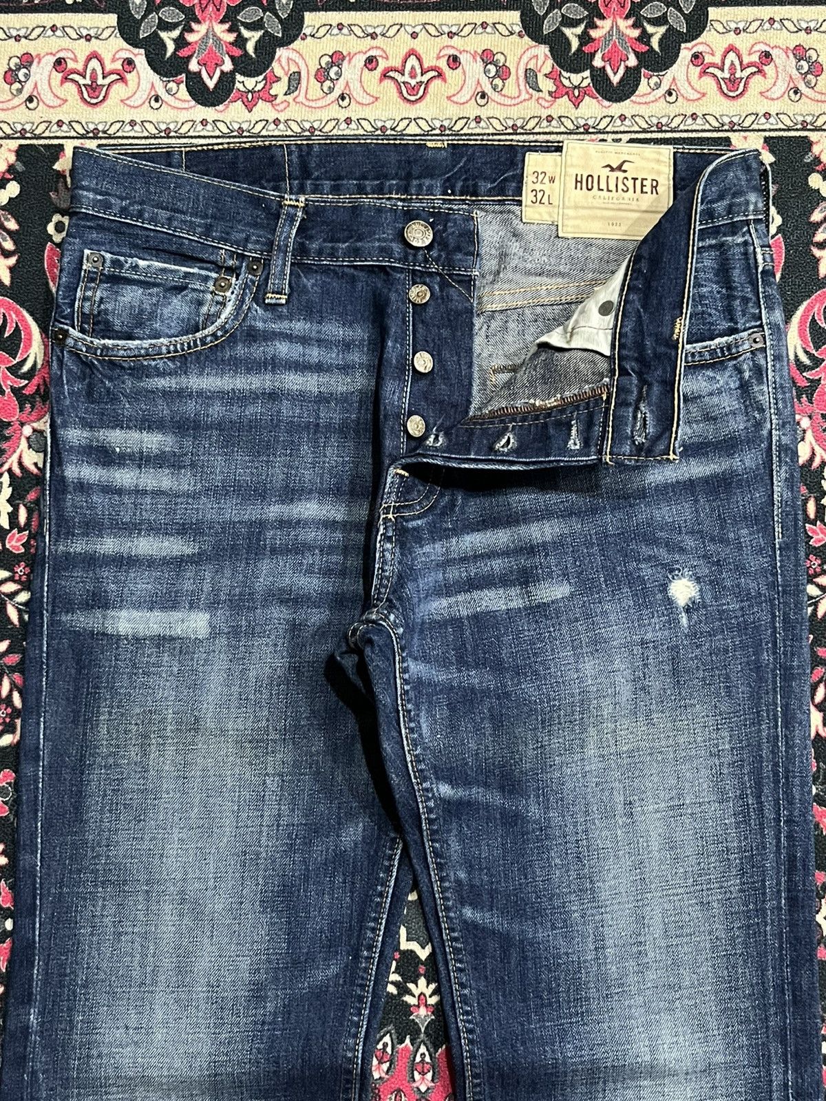 Hollister × Midwest Kids Hollister Boomer Low Rise Slim Bootcut Dark Blue Flare Jeans Size US 32 / EU 48 - 5 Thumbnail