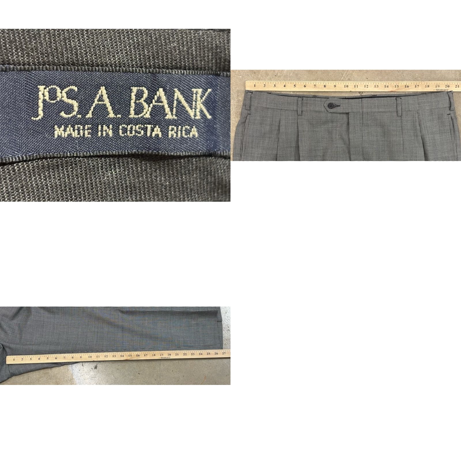 Jos. A. Bank VINTAGE Jos A Bank 2 Pc Suit Men’s 46R Jacket 40x27 Pants Black White Mini Houndstooth Mens Suit Jacket Set Regular Wool 2 Piece Size 46R - 10 Thumbnail