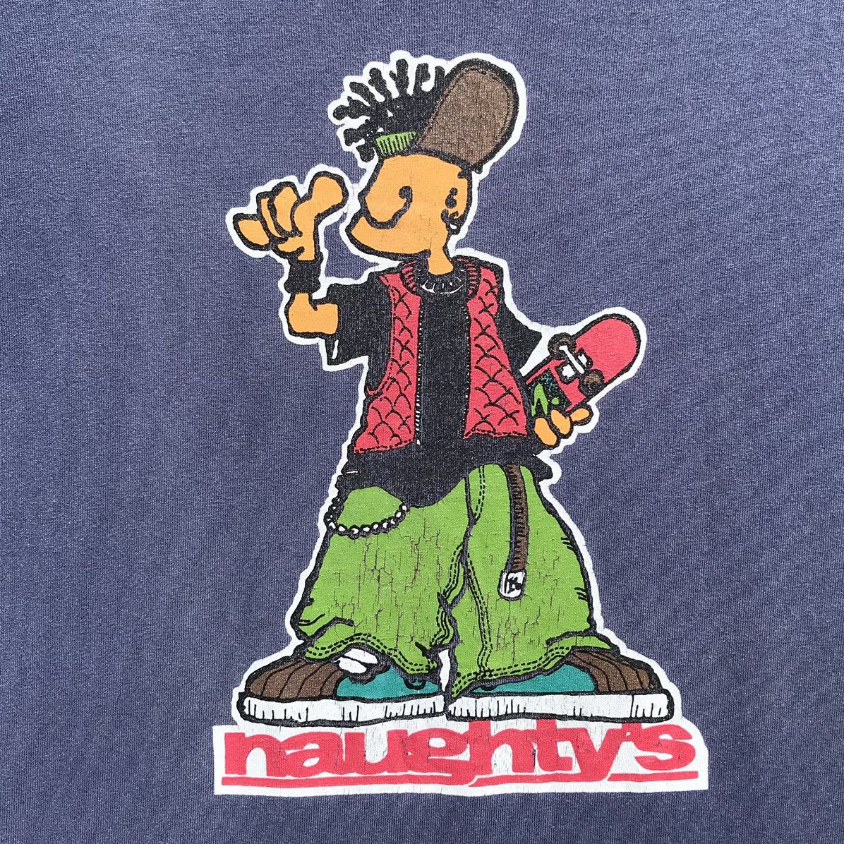 Vintage Vintage 90s Naughty's Skateboard Shirt Naughty SunFaded Size US XL / EU 56 / 4 - 11 Thumbnail