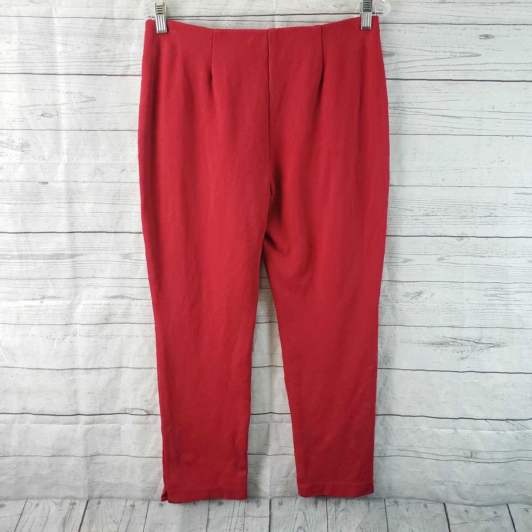Vintage Chico's Womens Cropped Pants Sz 6 Red Mid Rise Rayon Blend Pull On Flat Front Cropped 26 Inseam Size 28" / US 6 / IT 42 - 3 Thumbnail