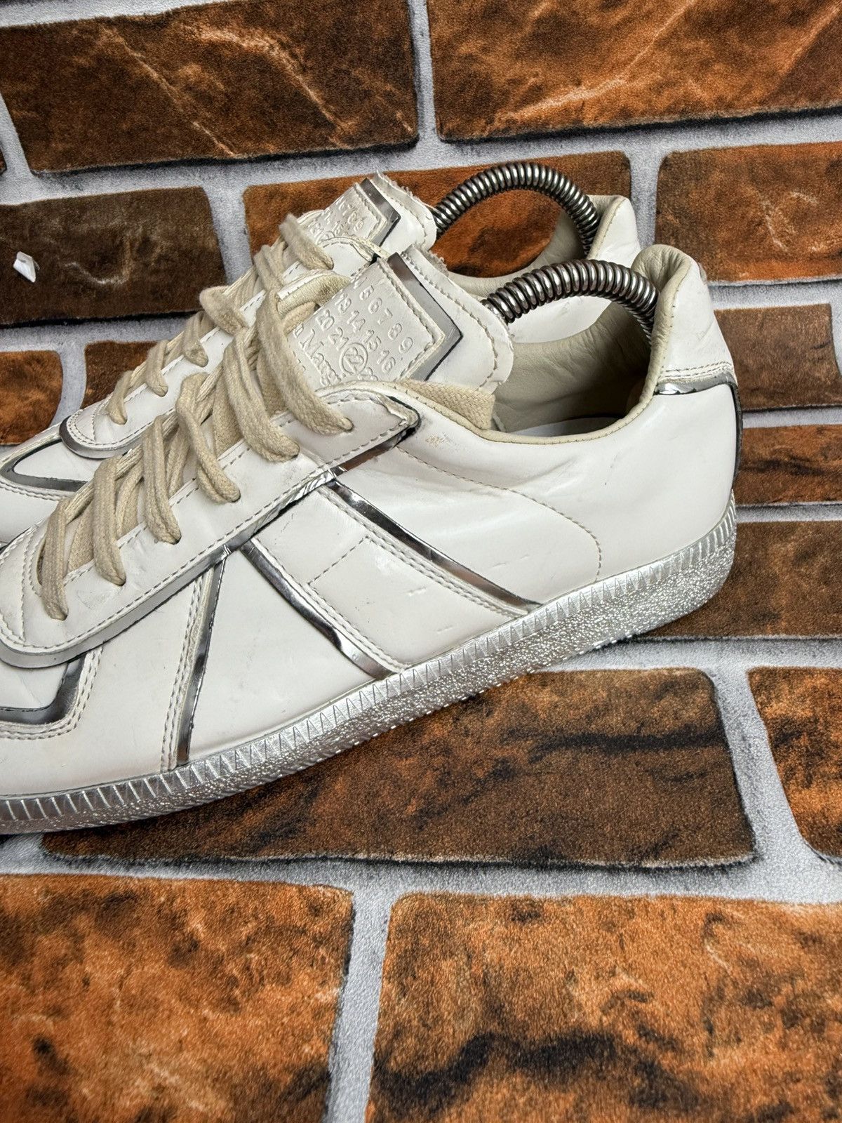 Maison Margiela ❤️Gats replica silver metal trim sneakers Size US 5 / EU 37 - 10 Thumbnail