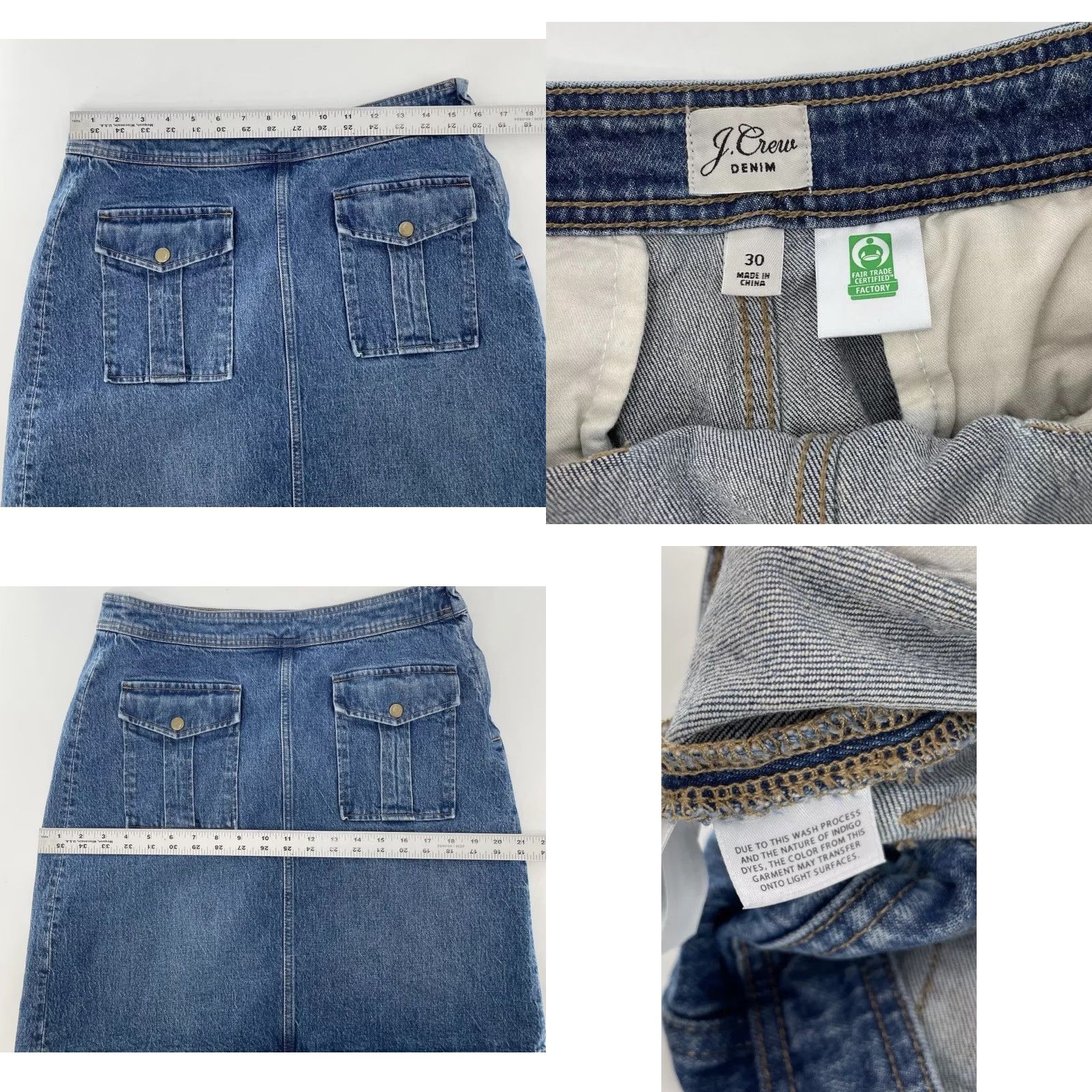J.Crew VINTAGE J.Crew Skirt Cargo Front Pockets Denim Blue 30 Y2K Vibes 90s Bohemian Women Knee Length Pencil Rise High Style Straight & Pencil Size 30" / US 8 / IT 44 - 8 Thumbnail