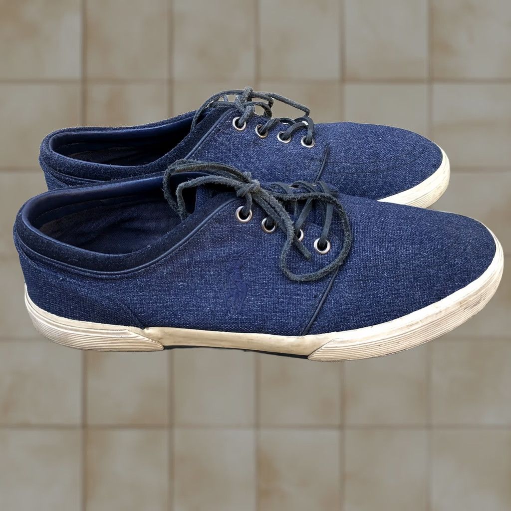Ralph Lauren POLO RALPH LAUREN Faxon Low Shoes Mens 10.5 D Blue Canvas Sneakers Sneaker Casual Lace Up Size US L / EU 52-54 / 3 - 1 Thumbnail
