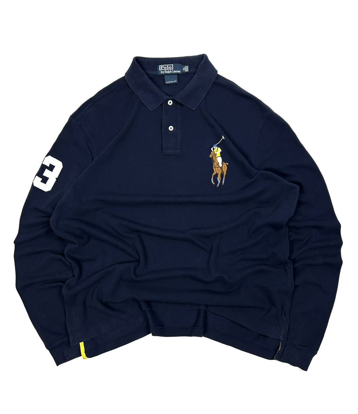 Polo Ralph Lauren Vintage Ralph Lauren Polo #3 Rugby Long Sleeve Shirt Navy XL Size US XL / EU 56 / 4 - 1 Thumbnail
