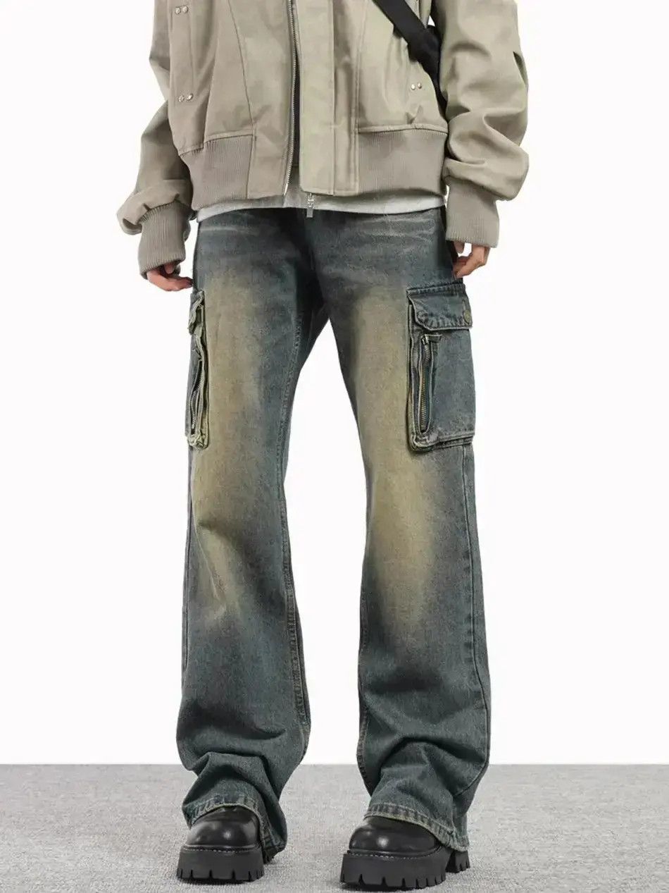 Rare 2000’s NCFM 3D Multi-Pocket Flare Retro slim fit micro flared multi pocket jeans