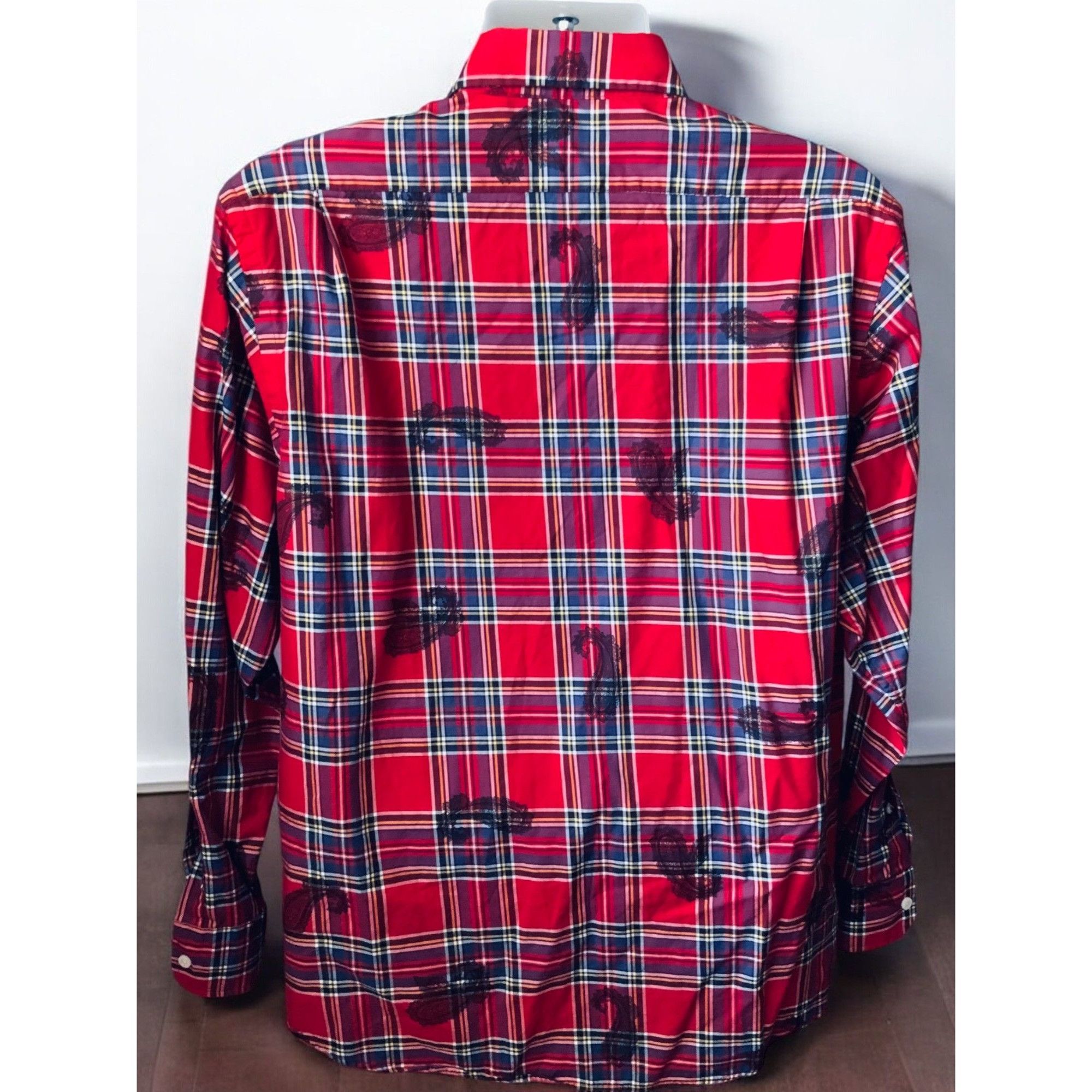 Daniel Cremieux Cremeieux Classics Mens Red Plaid Paisley Shirt XL Size US XL / EU 56 / 4 - 7 Thumbnail