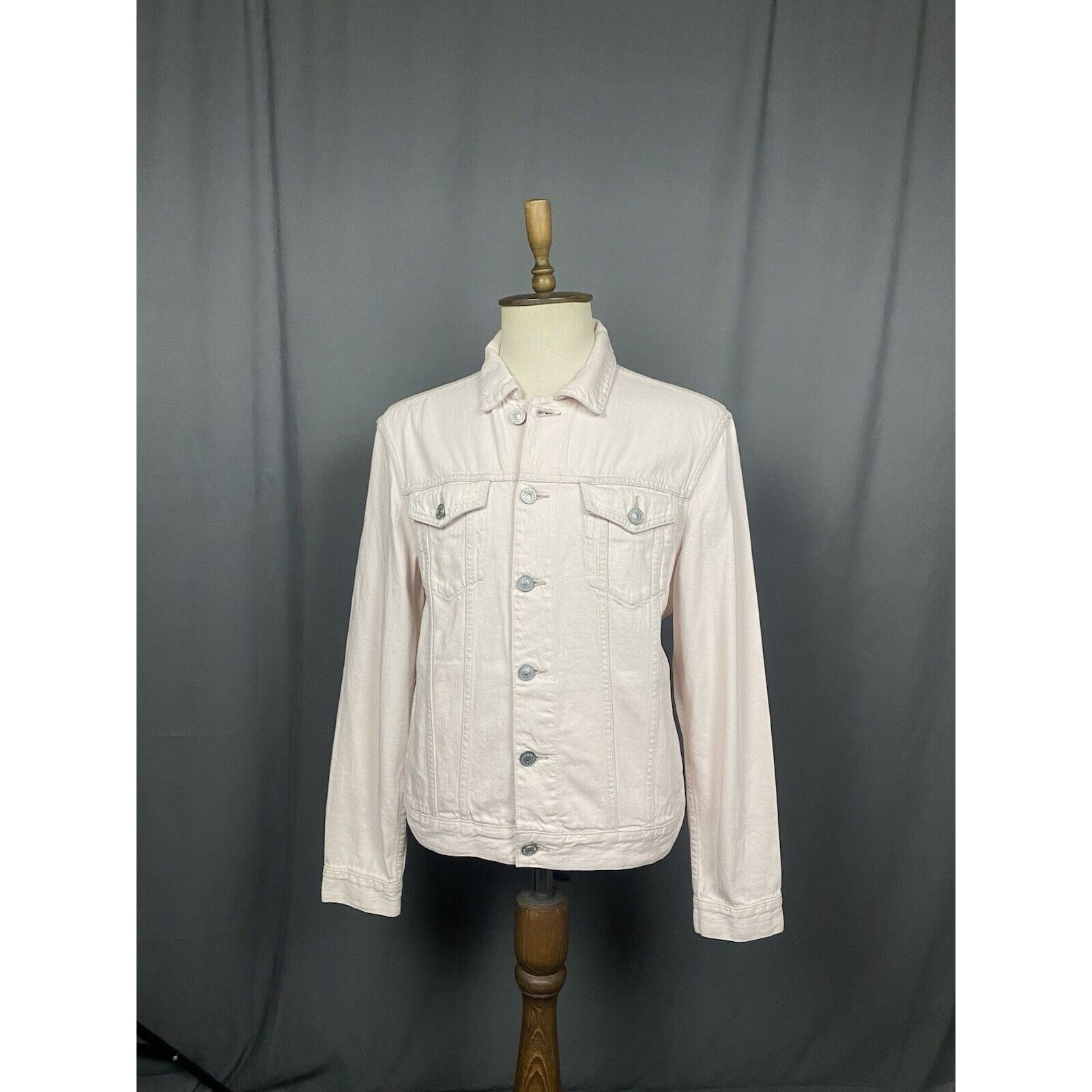 Allsaints AllSaints Jalna Men's Beige Pink Denim Collared Jacket Size Size US L / EU 52-54 / 3 - 2 Thumbnail