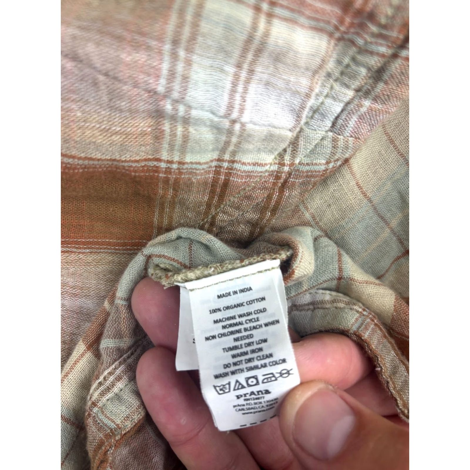 Prana prAna Popover Shirt Women's XS Brown Plaid Button Front Long Sleeve Drawstring Shirt Size XS / US 0-2 / IT 36-38 - 5 Thumbnail