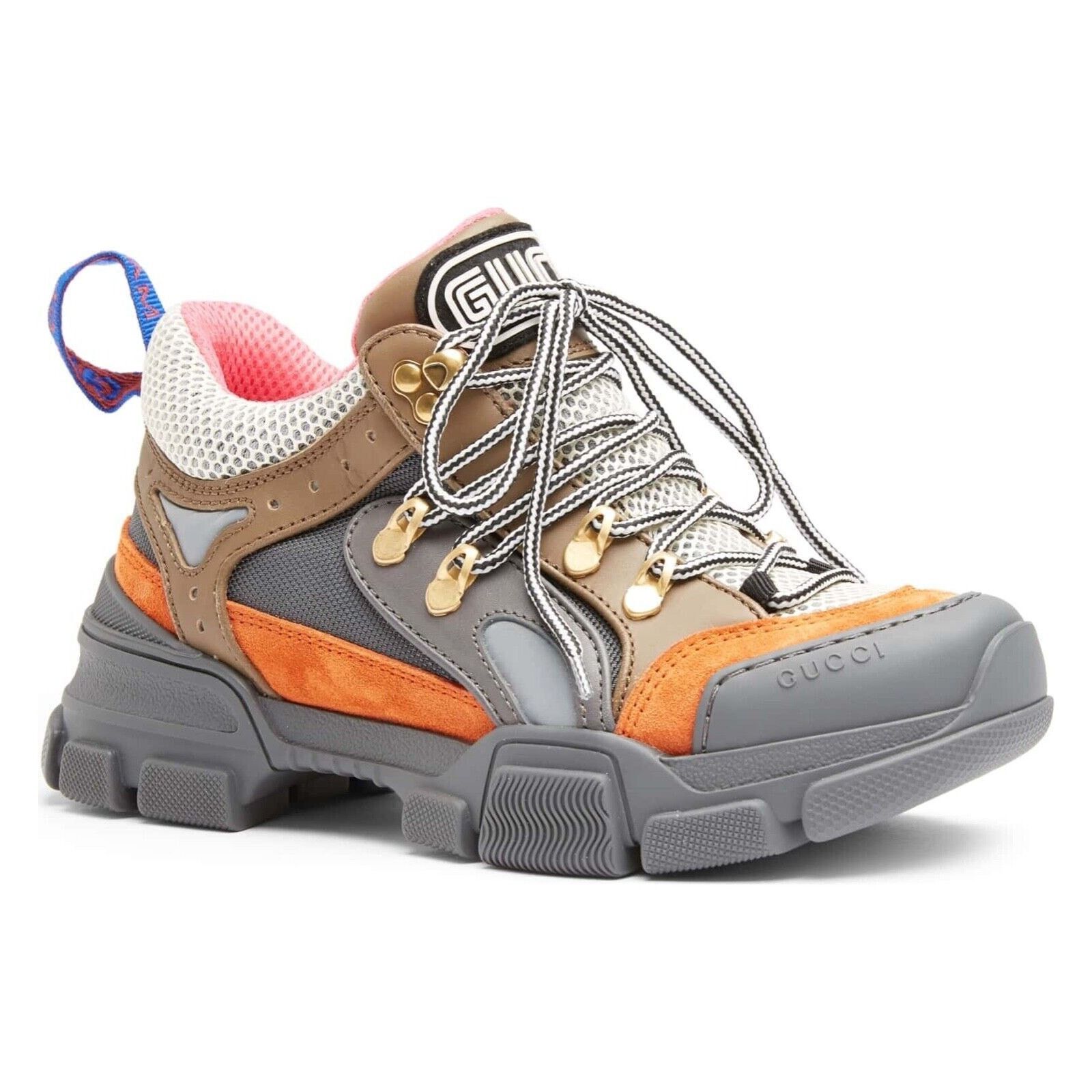 Gucci Journey Grey Orange Hiker Boot Trainer Sneaker 35.5
