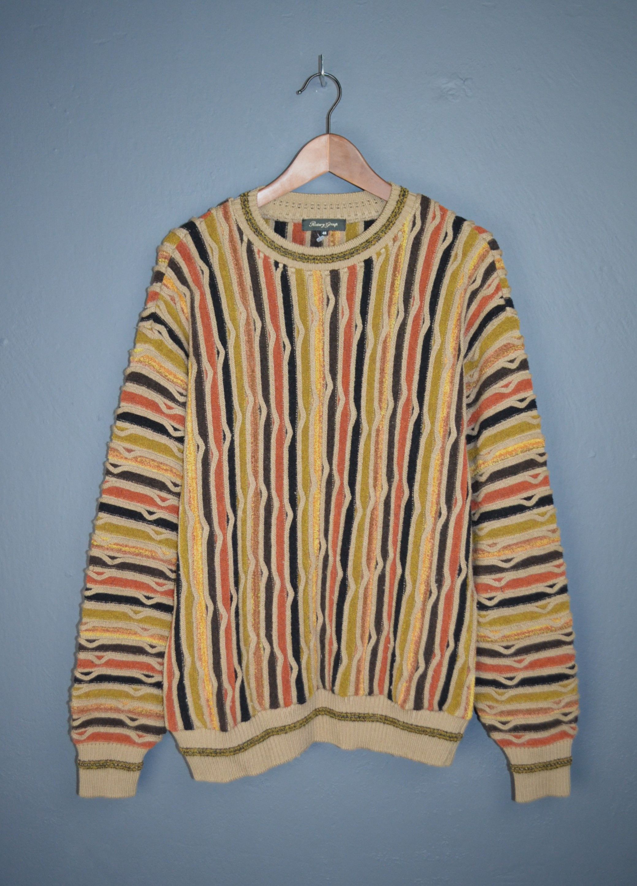 Japanese Brand Rotary Group Japanese 3D Knit Coogi Style Sweater 48 M Size US M / EU 48-50 / 2 - 2 Thumbnail