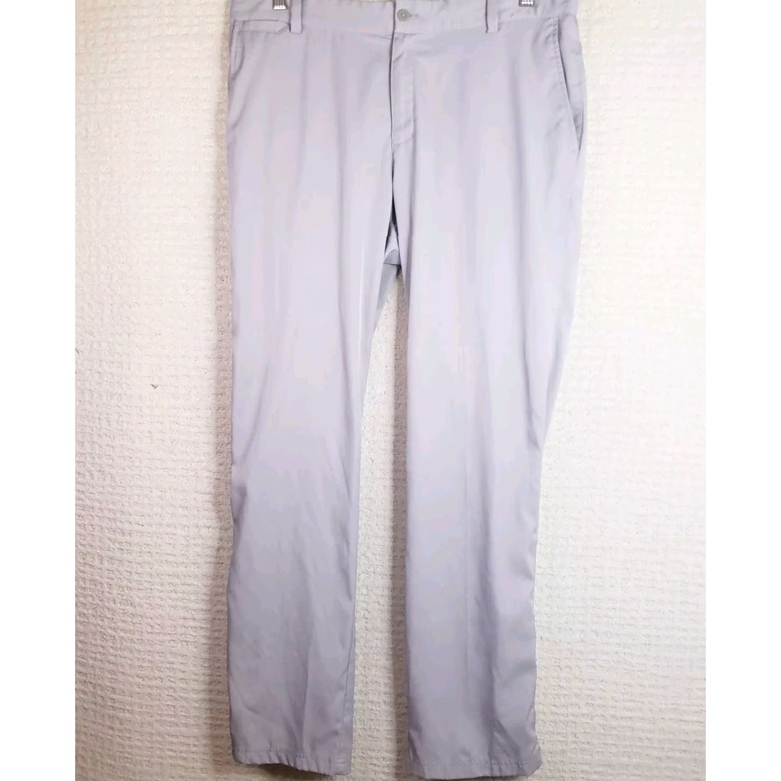 Nike Nike Dri-Fit Golf Pants Mens 34x32 Gray Flat Front Chino Slim Regular Waist 34 Inseam 32 Logo Button Pockets Size US 34 / EU 50 - 2 Thumbnail