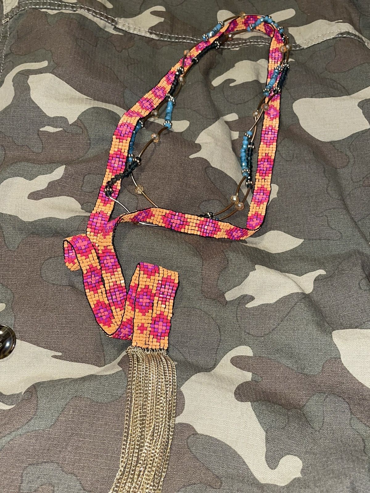 Vintage Vintage Huichol Beaded Metal Fringe 90’s Lariat by Sundance Size ONE SIZE - 15 Thumbnail