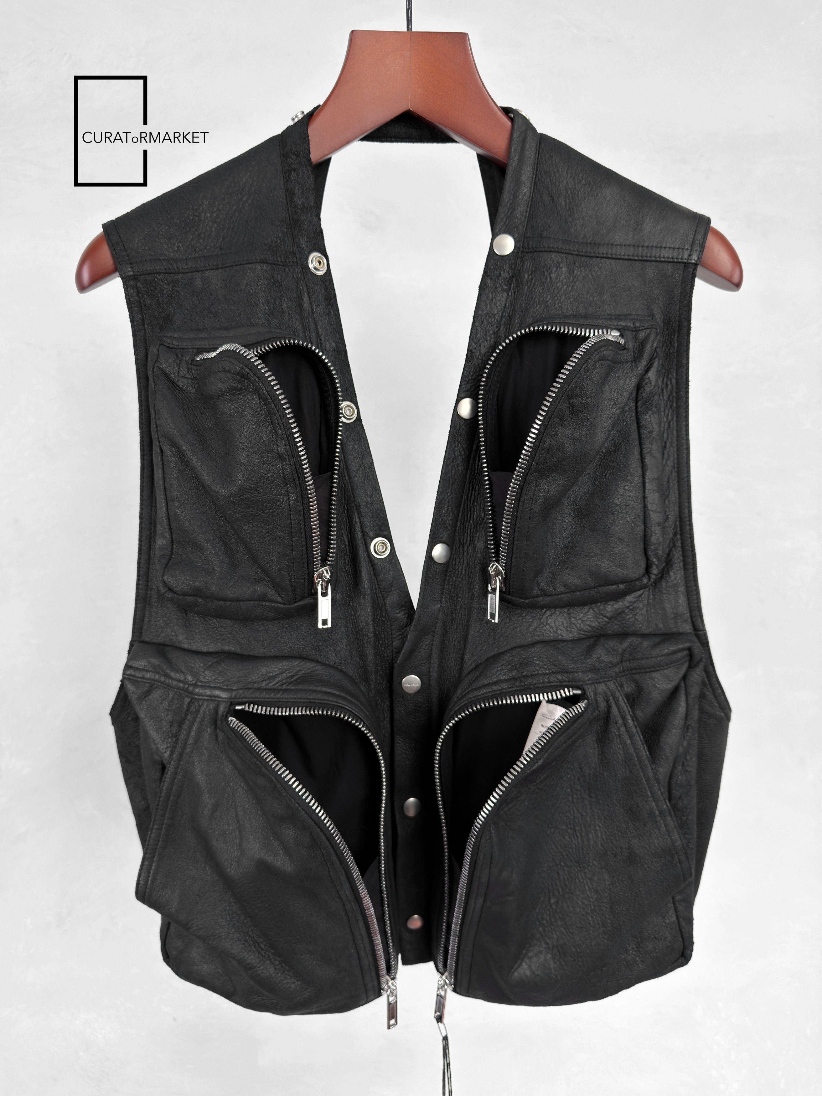 Rick Owens EU50 Zip Blistered Lamb Leather Cargo Vest FW24 Porterville Size US M / EU 48-50 / 2 - 2 Thumbnail