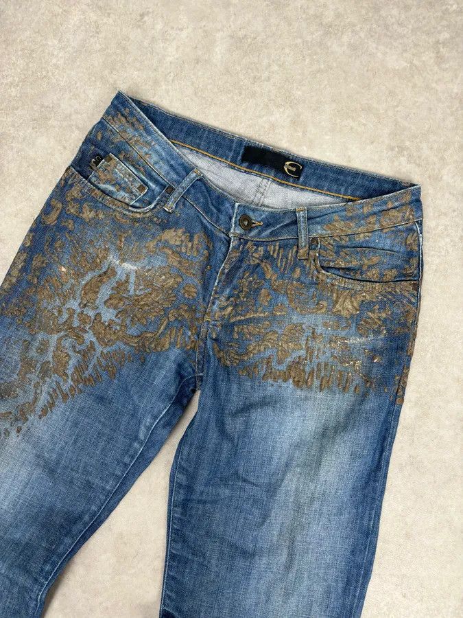 Just Cavalli SS2007 Cavalli Baroque Gold Pattern Blue Denim Jeans Size 26" / US 2 / IT 38 - 6 Thumbnail