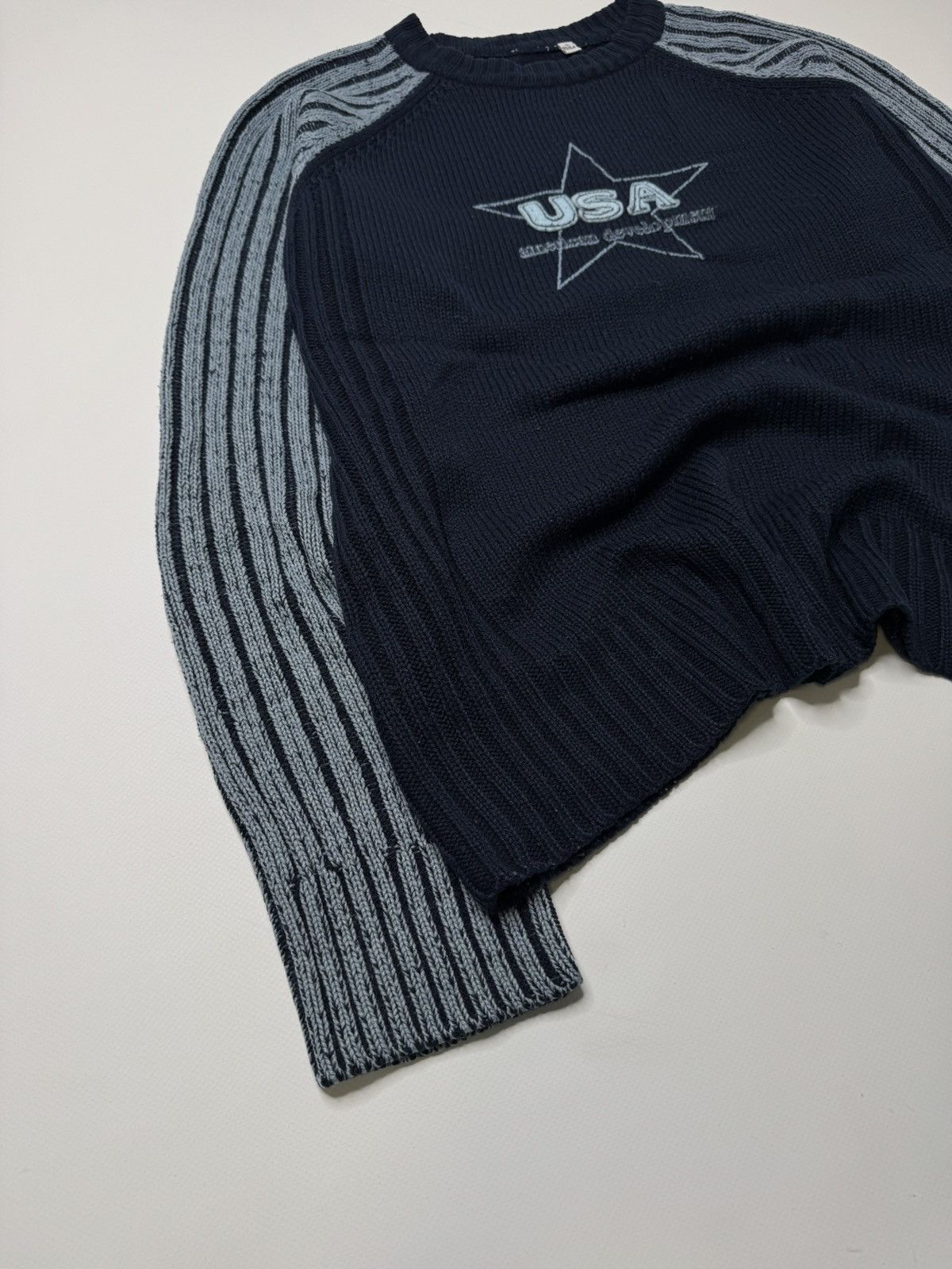 Japanese Brand Vintage avant garde ribbed knit sweater USA swag if6was9 y2k Size US L / EU 52-54 / 3 - 3 Thumbnail