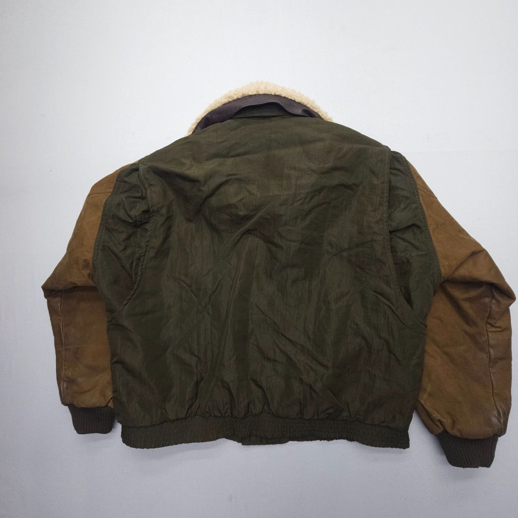 Faconnable VINTAGE Façonnable Flight Jacket Mens XL Blue Suede Nylon Bomber with Shearling Collar Full Zip Size US XL / EU 56 / 4 - 2 Thumbnail