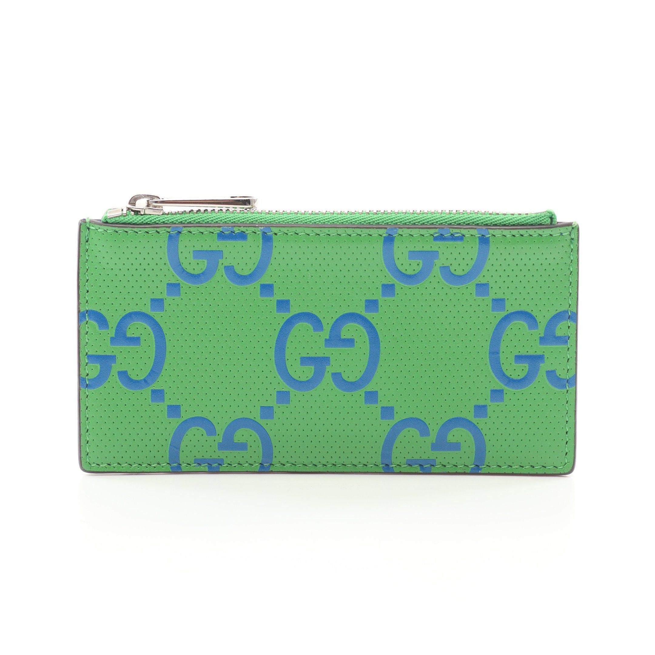Gucci Gucci Gg Embossed Card Case Coin Purse Leather Green Blue Size ONE SIZE - 1 Thumbnail
