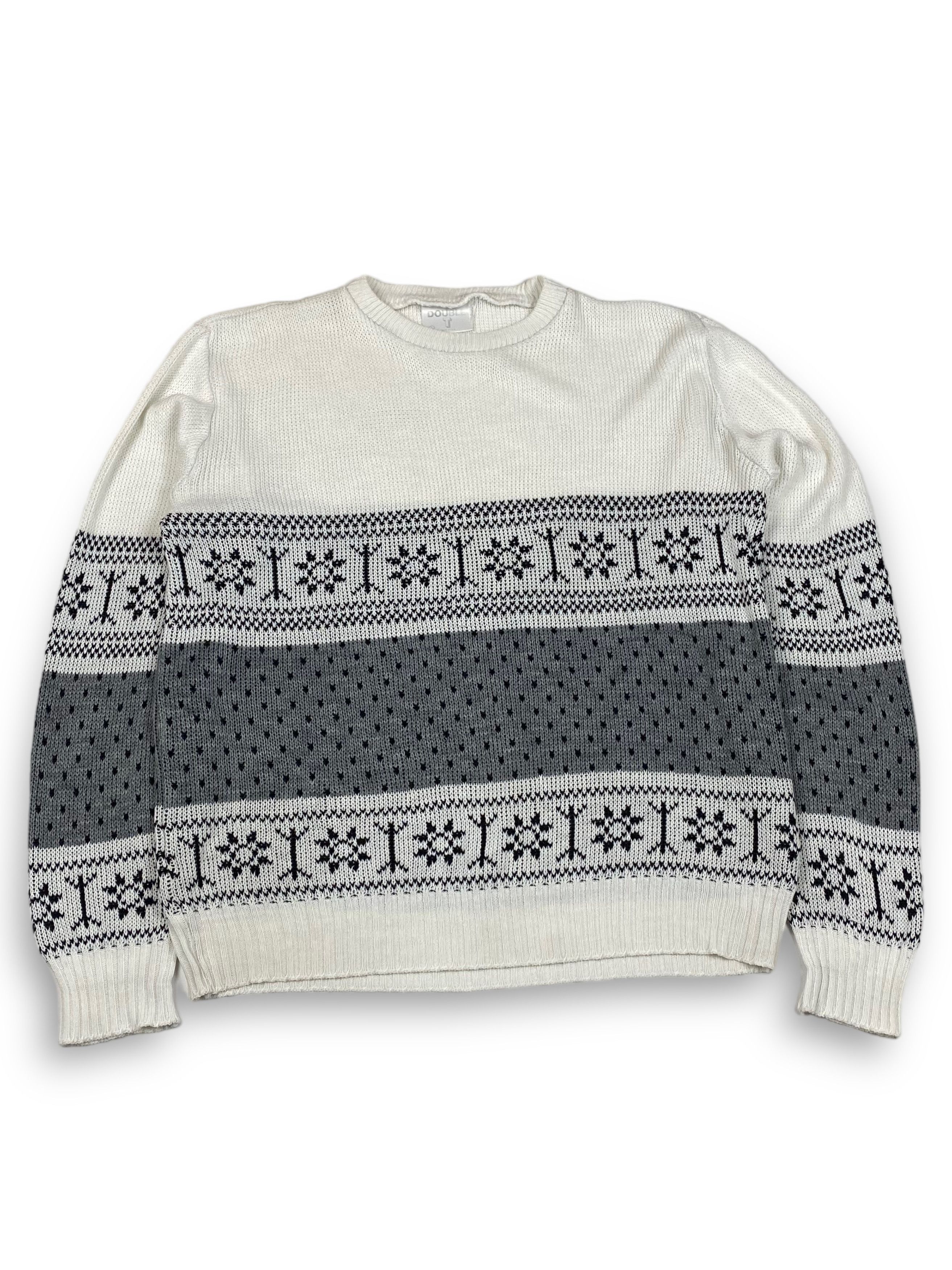 Vintage Vintage DOUBLE T White Grey Pattern Sweater M737 Size US L / EU 52-54 / 3 - 1 Thumbnail