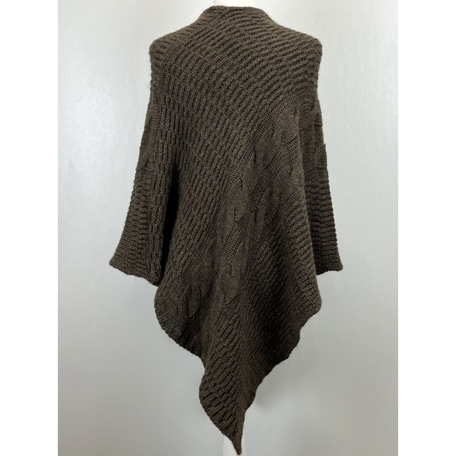 Vintage Cocogio Knit Sweater Poncho Cape One Size Womens Brown Cableknit Soft Made Italy Size ONE SIZE - 2 Thumbnail