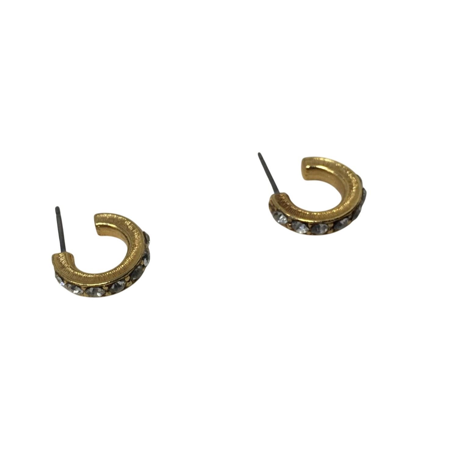 Other Women's Small Gold Tone Hoop Earrings with Rhinestones on th Size ONE SIZE - 1 Thumbnail