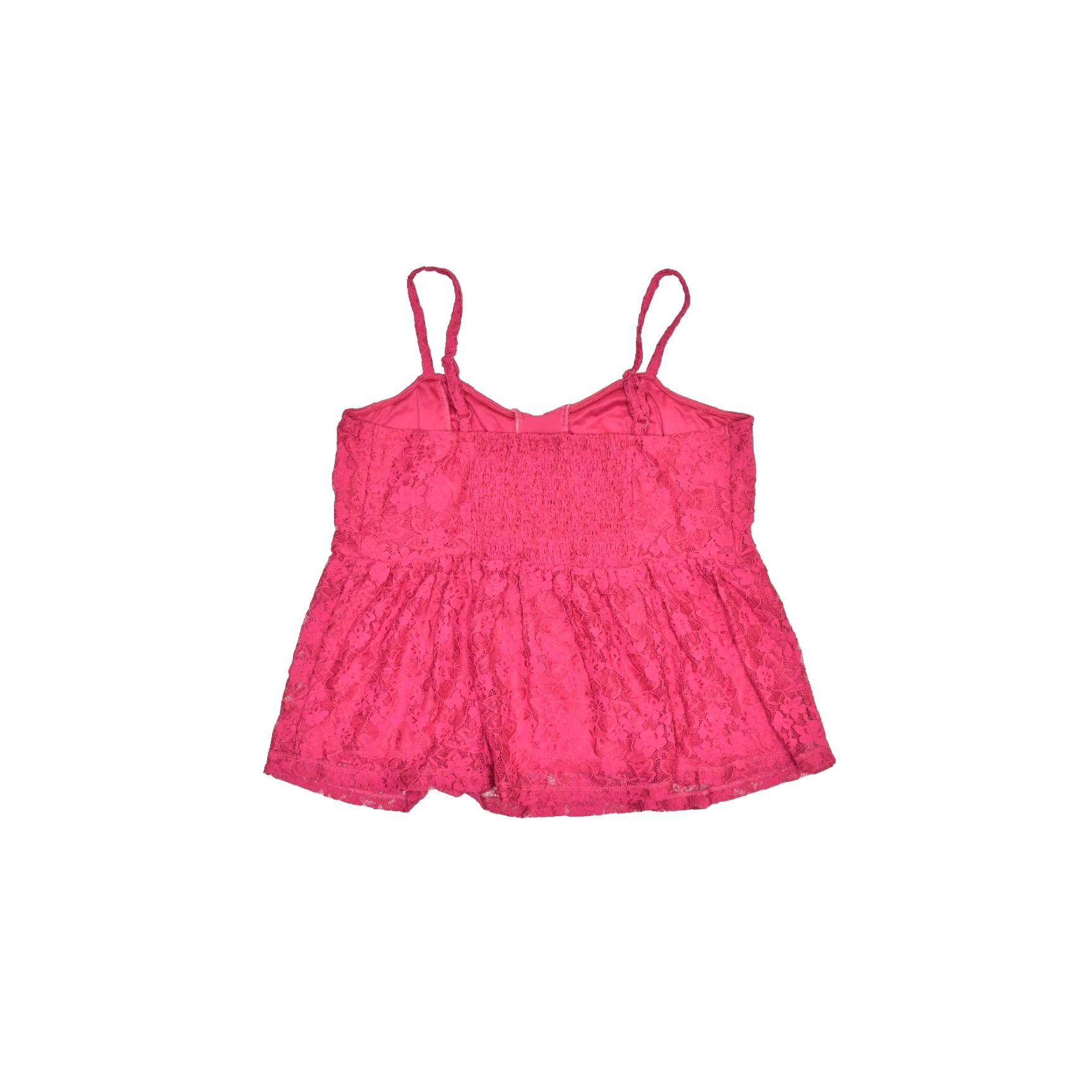 Torrid Torrid Pink Lace Peplum Cami Top Blouse Plus Size 2 Sleeveless Smocked Back Womens Shirt Summer Spring Size XS / US 0-2 / IT 36-38 - 2 Thumbnail