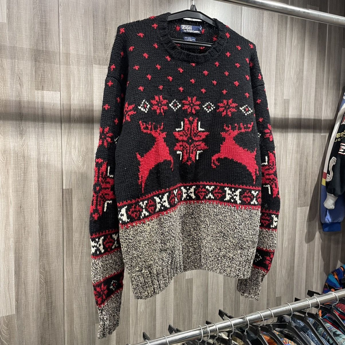 Ralph Lauren Vintage Polo Ralph Lauren Hand Knit Wool Reindeer Sweater Size US XL / EU 56 / 4 - 2 Thumbnail