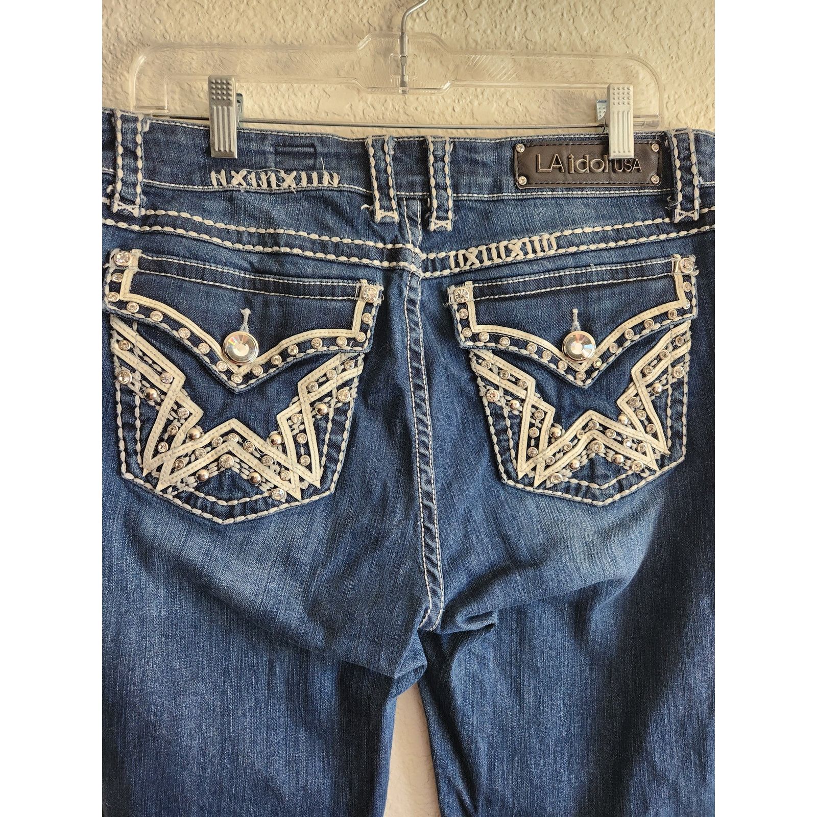 Other L.A Idol Women's Blinged Out Boot Cut Denim Jeans 15 W37 L34 Size 37" - 4 Thumbnail