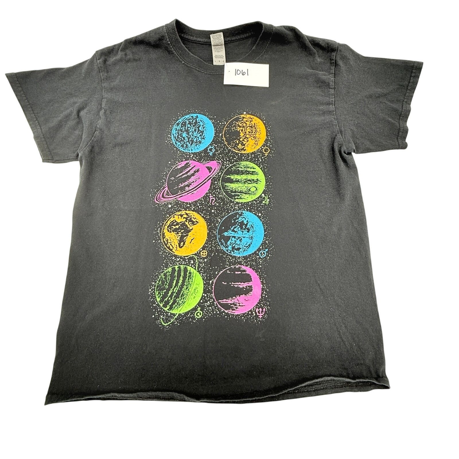 Gildan Neon Planet Astronomy Graphic T-Shirt - Black Gildan Large Size US L / EU 52-54 / 3 - 2 Thumbnail
