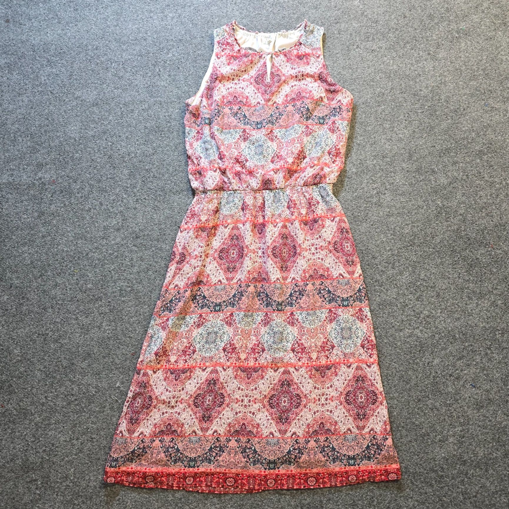 Vintage Garnet Hill Dress Womens Size 8 Red Silk Sleeveless Midi Boho Casual Capsule Size M / US 6-8 / IT 42-44 - 2 Thumbnail