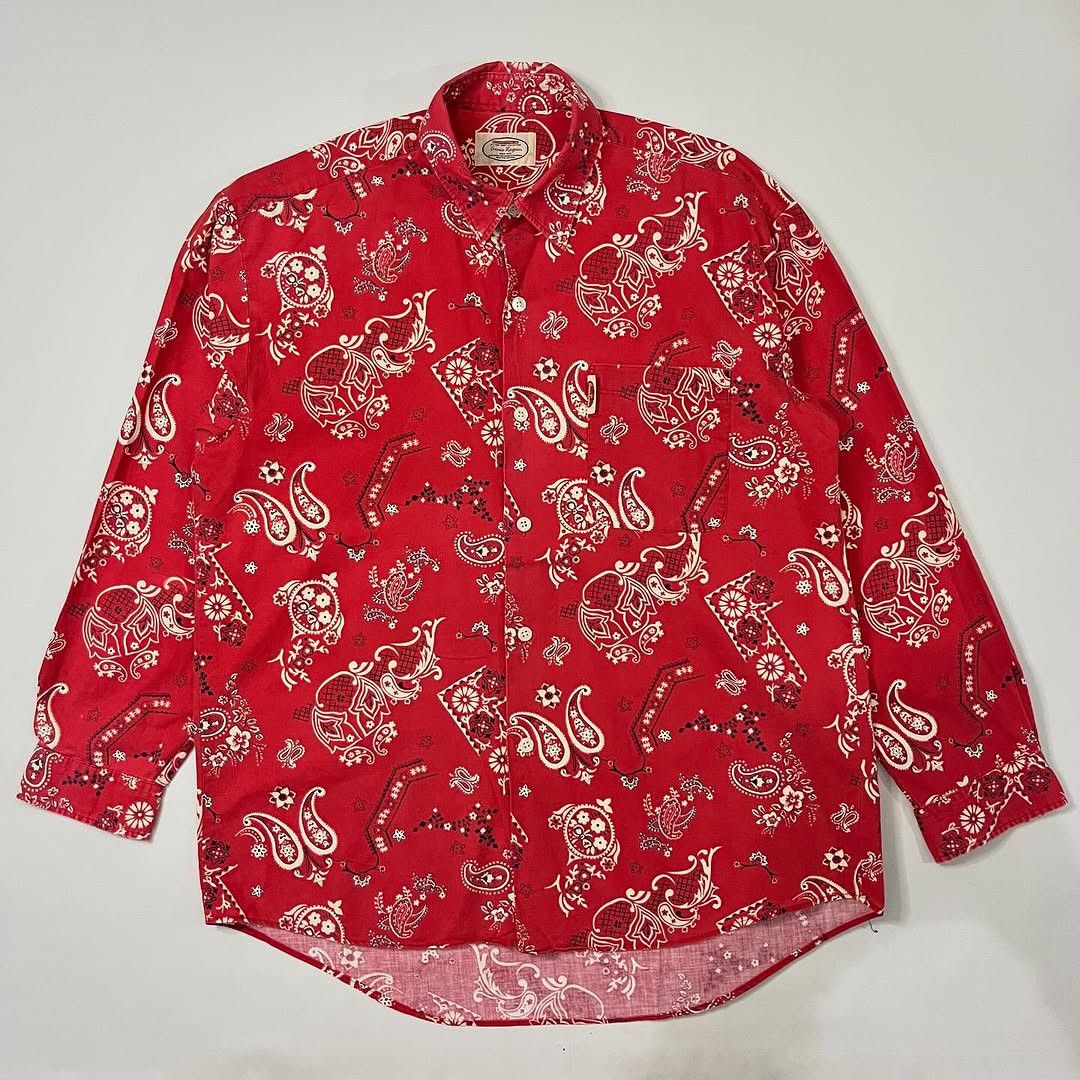 Individualized Shirts × Vintage Vintage Cornie Rogen Red Bandana Printed L/S Button Up Size US L / EU 52-54 / 3 - 1 Thumbnail