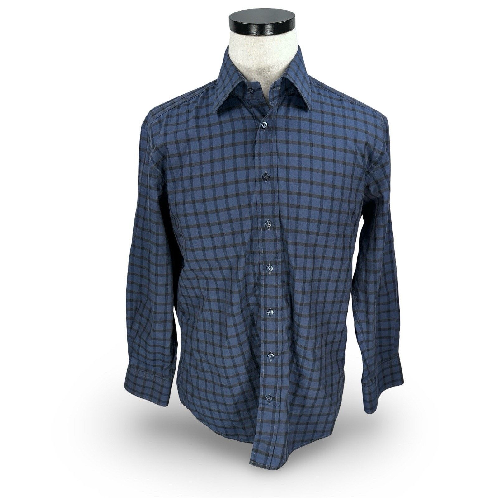 Etro Etro Shirt Men 42 Blue Checkered Cotton Long Sleeve Classic Size US L / EU 52-54 / 3 - 1 Thumbnail