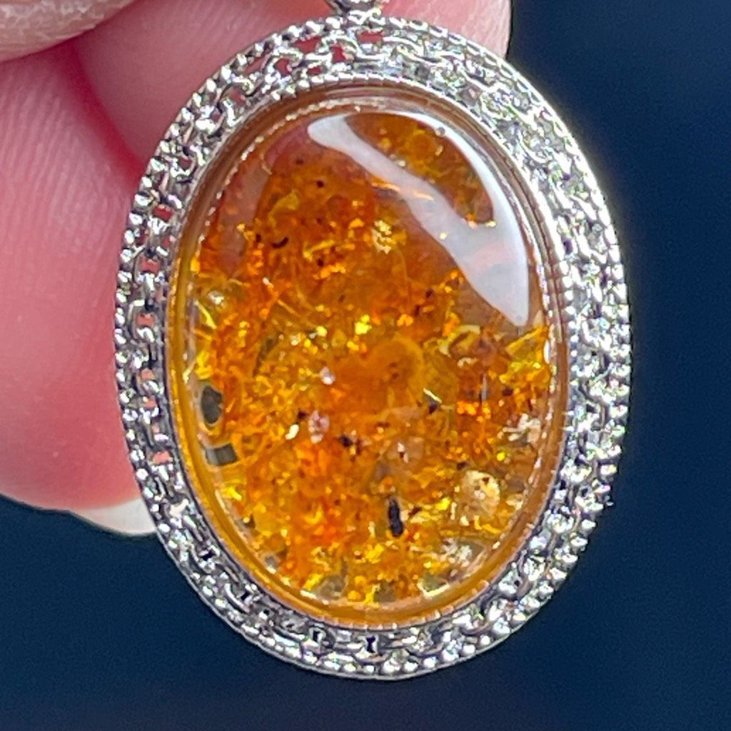 Other Amber pendant CZ stones silver plated chain necklace Size ONE SIZE - 9 Thumbnail