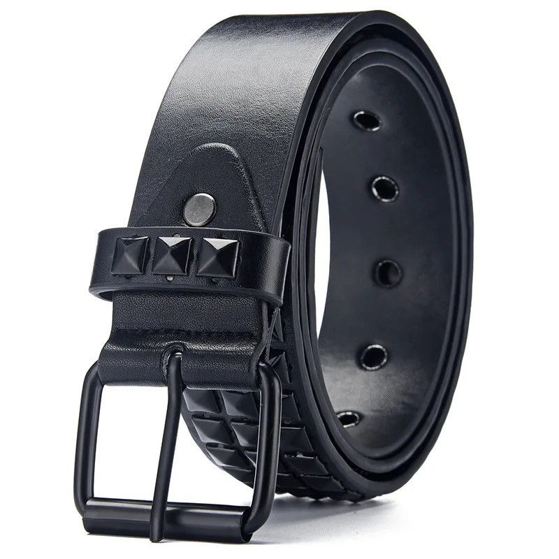 Leather All Black Leather Rivet Belt Size ONE SIZE - 2 Thumbnail