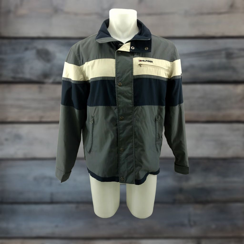 Tommy Hilfiger Tommy Hilfiger Jacket Medium Mens Full Zip Button Gray Blue White Size US M / EU 48-50 / 2 - 1 Thumbnail