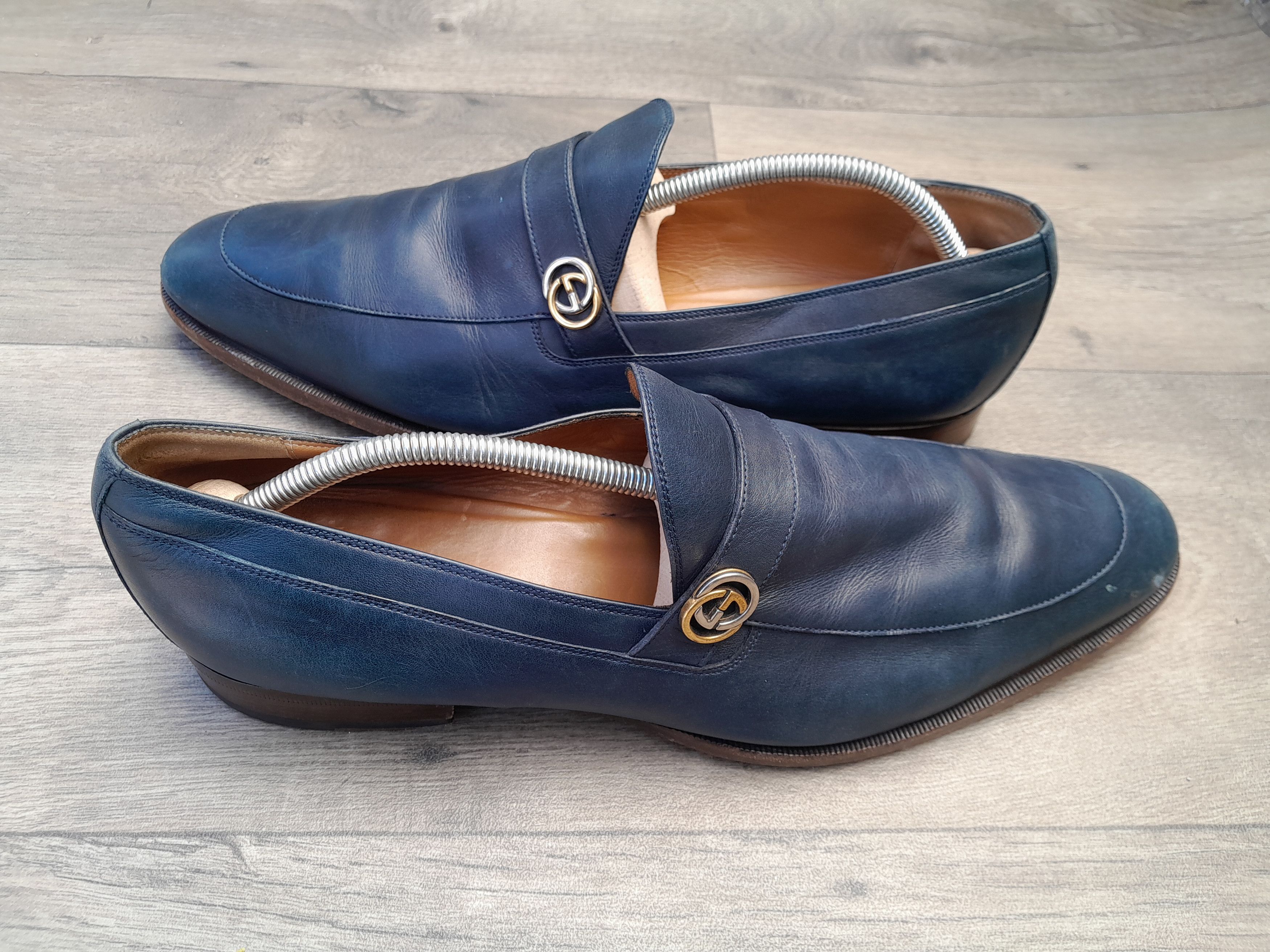 Gucci men's Gucci leather loafers in navy blue Size US 12.5 / EU 45-46 - 4 Thumbnail