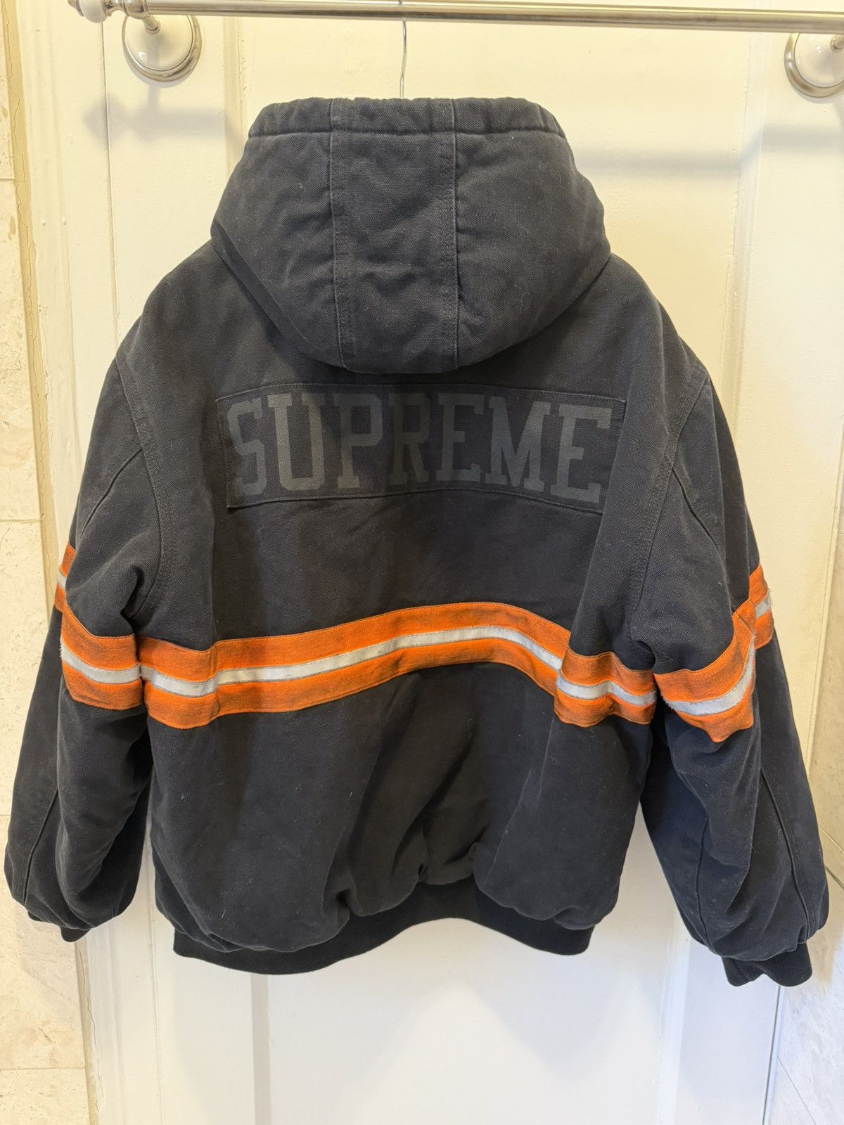 Supreme Supreme reflective stripe hooded work jacket Size US M / EU 48-50 / 2 - 2 Thumbnail