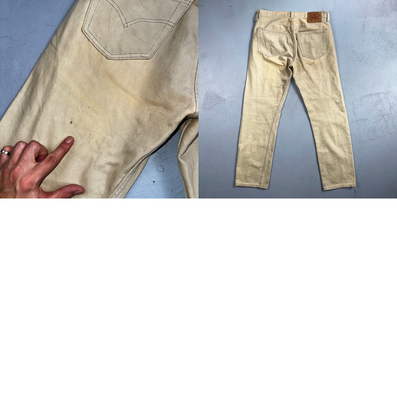 Levi's VINTAGE Levi's 501 Jeans Men Beige 90s USA Light Wash Straight Regular 31x30 31x29 Denim Cotton Button Closure Size US 31 - 10 Thumbnail