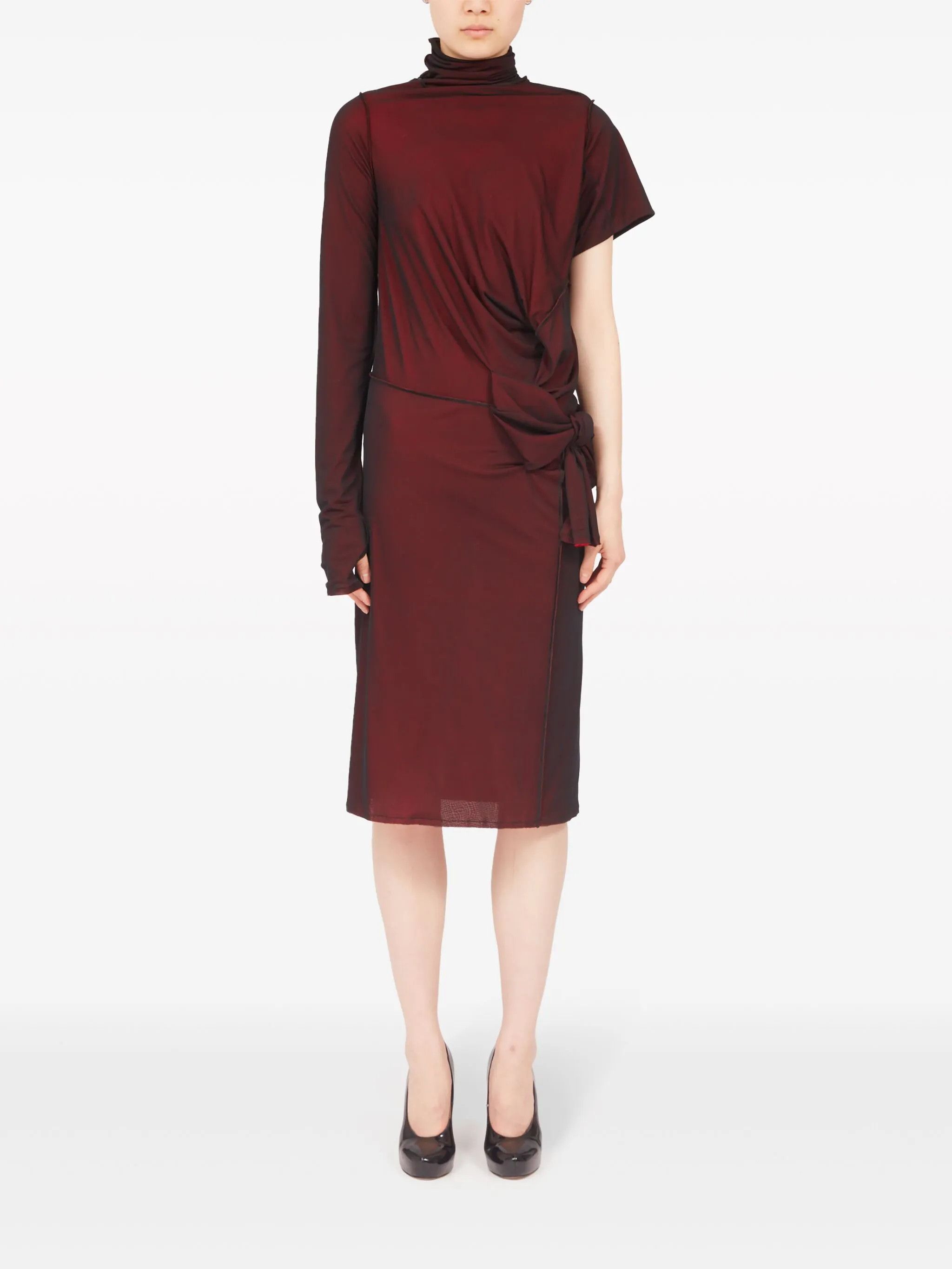 Maison Margiela o1y0625 Midi Dress in Burgundy Size M / US 6-8 / IT 42-44 - 5 Thumbnail