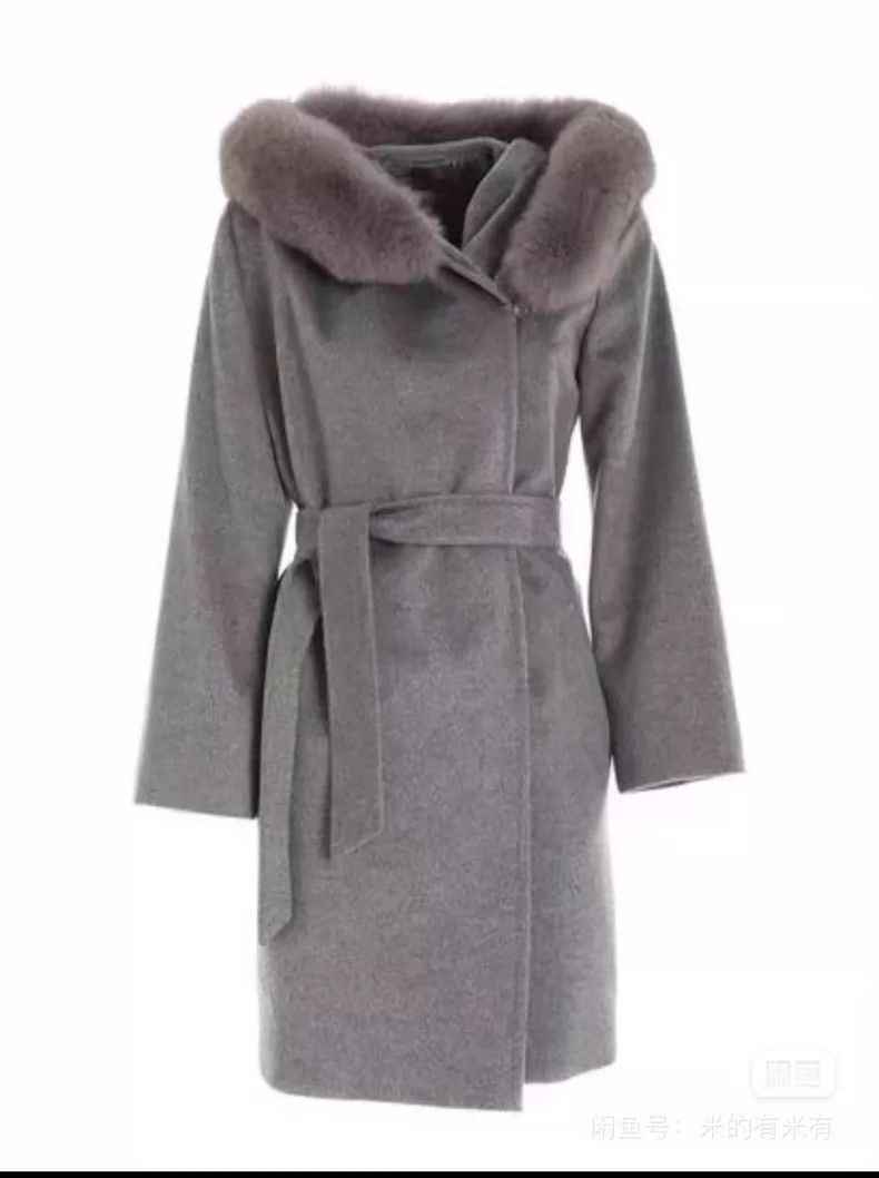 Other Max Mara Classic Fox Fur Collar Hooded Lace-Up Midi Coat Size M / US 6-8 / IT 42-44 - 8 Thumbnail